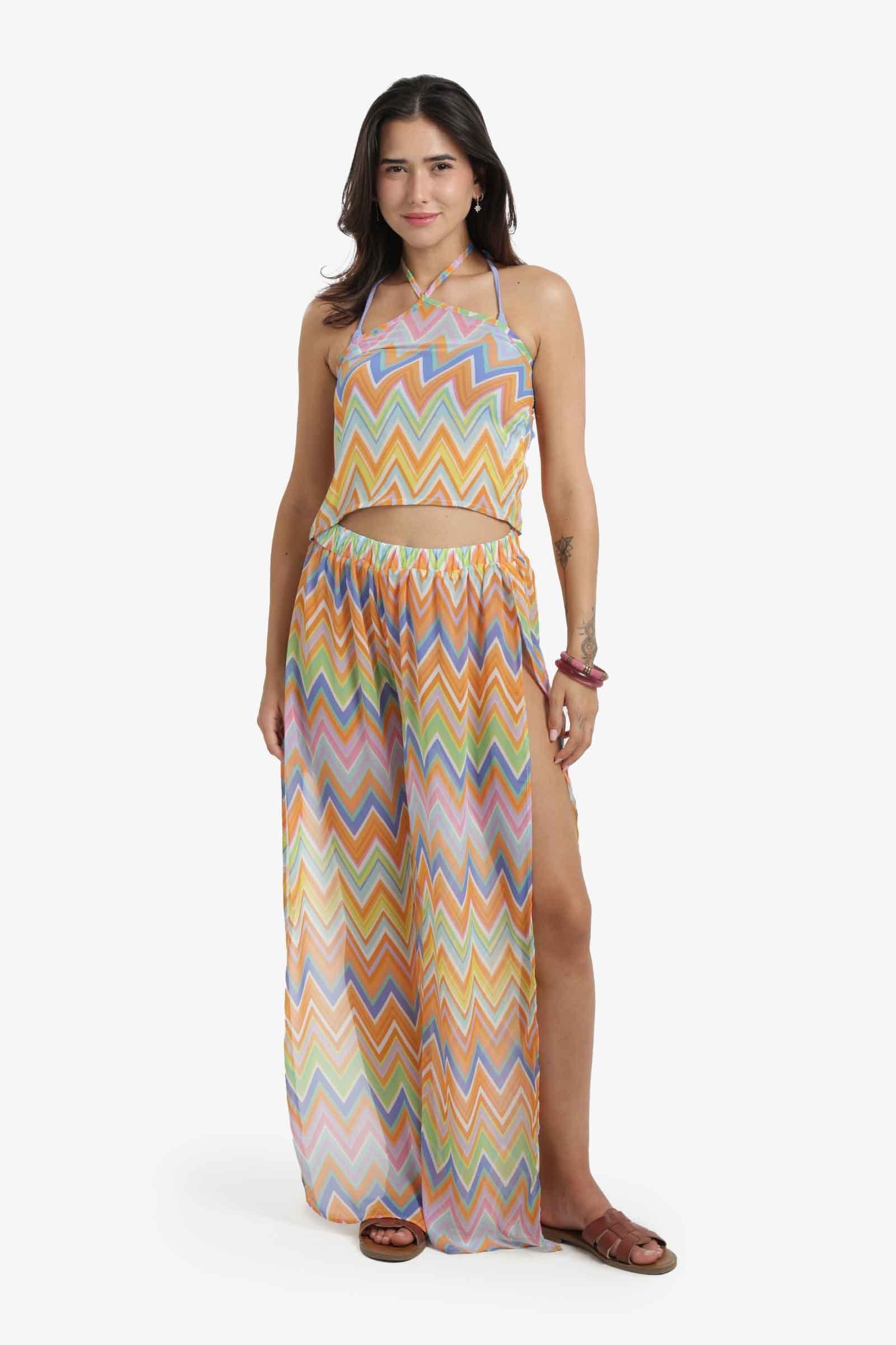 Chevron Print Sheer Beach Pants
