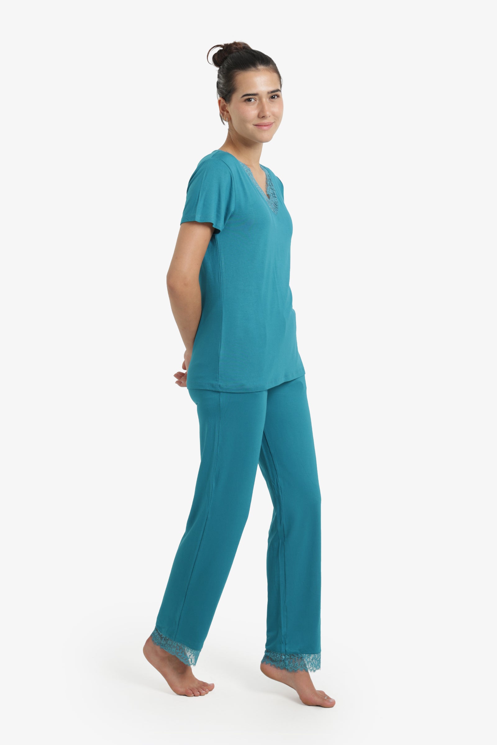 Pyjama Set with Lace Edges