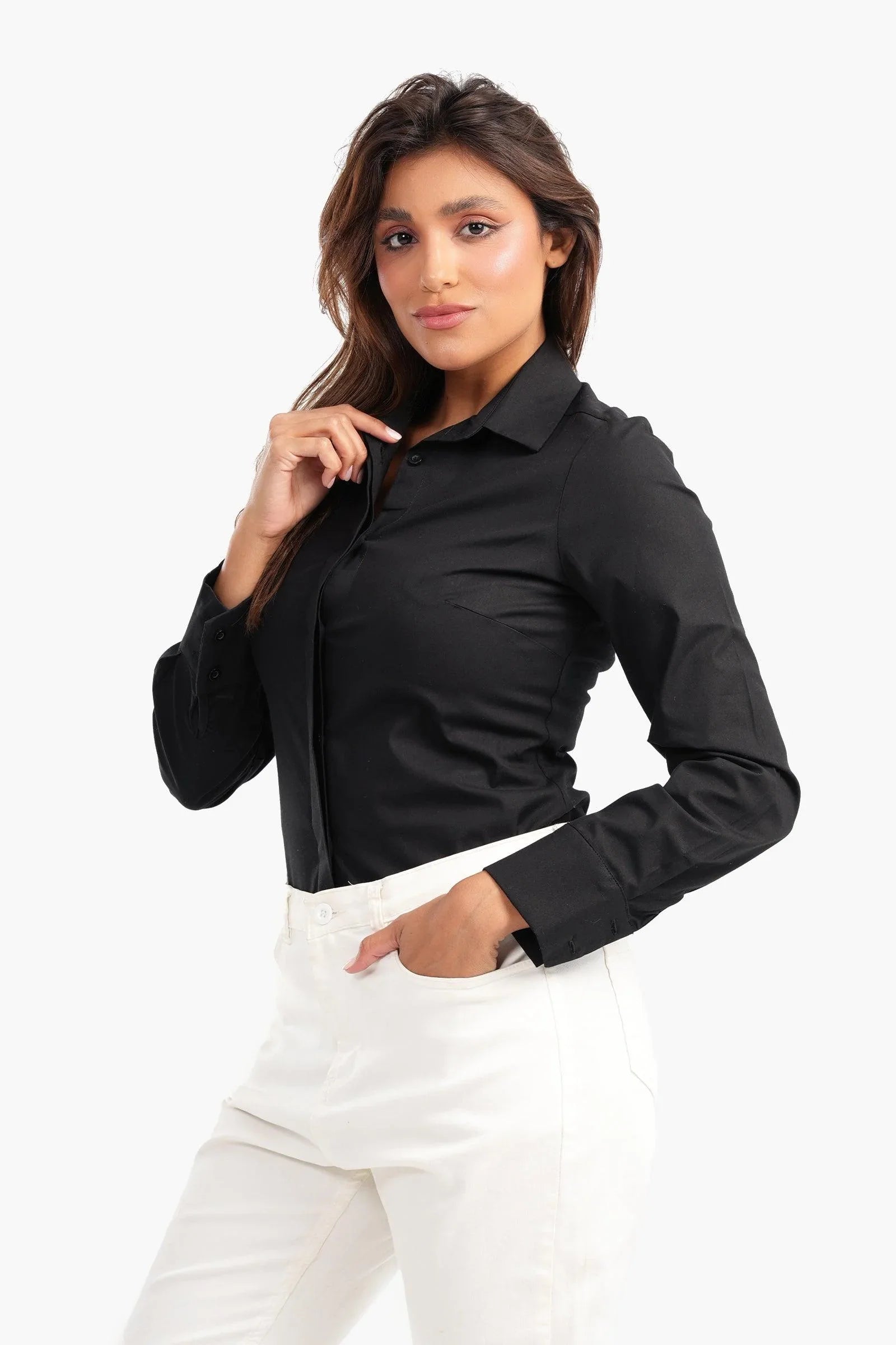 Shirt with Full Hidden Placket - Carina - كارينا