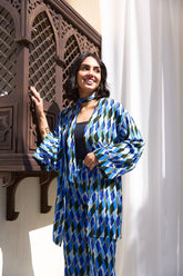 كيمونو واسع منقوش ملون