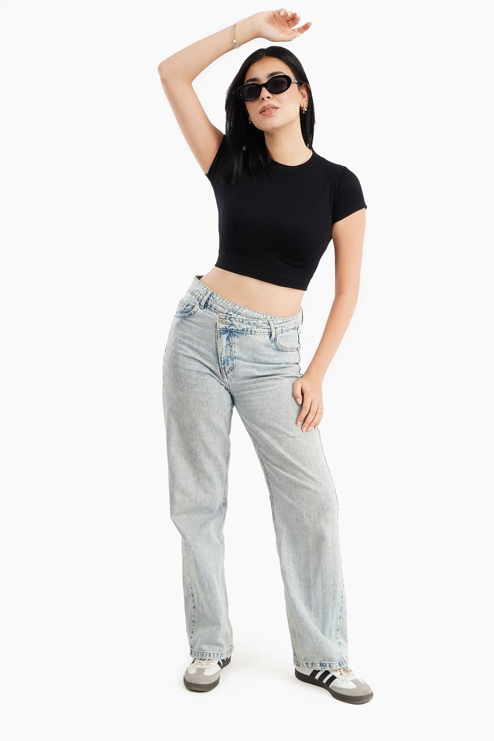 Short Sleeves Cropped Top - Carina - كارينا