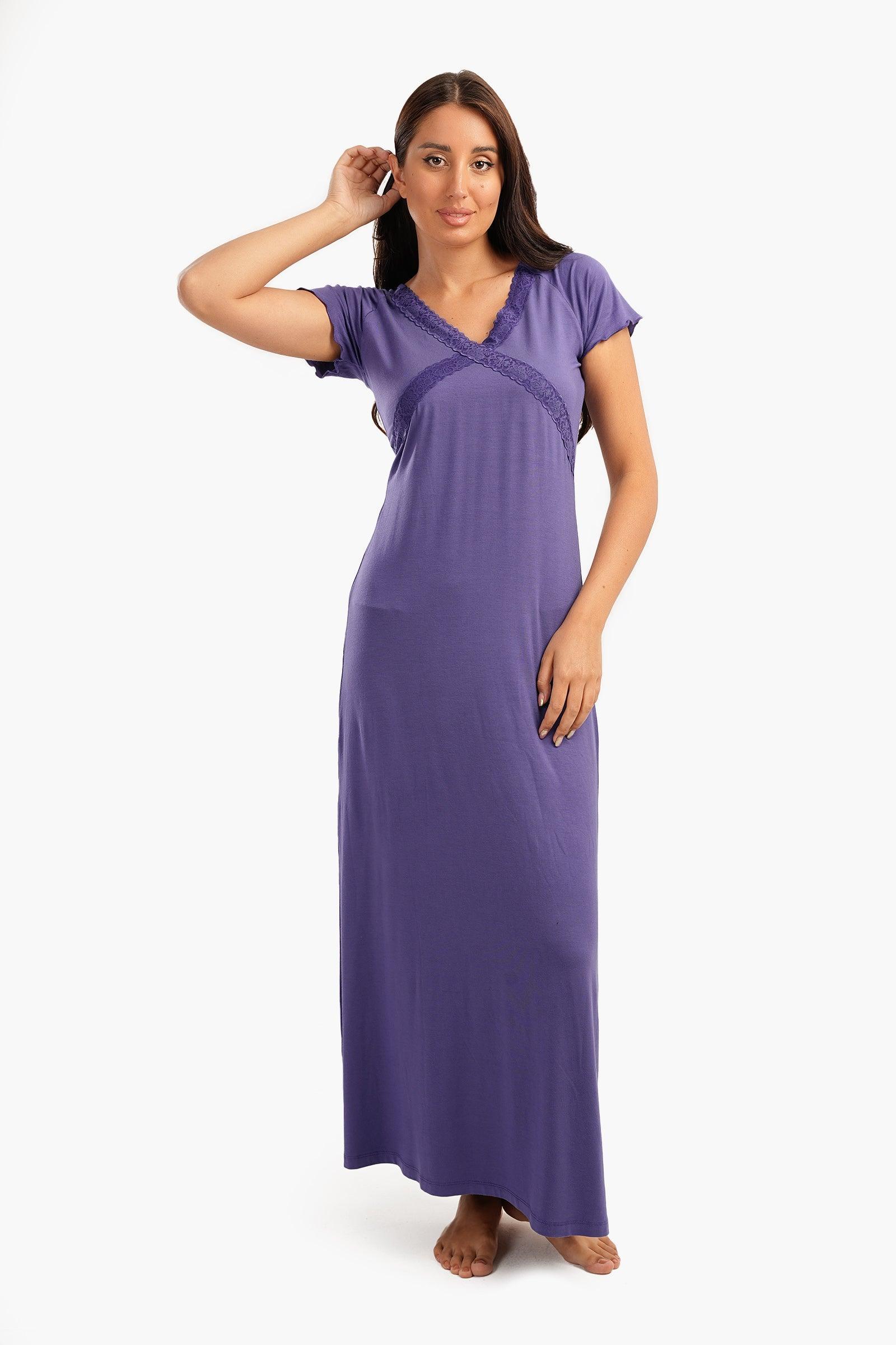 Frilled Short Sleeves Nightgown - Carina - كارينا