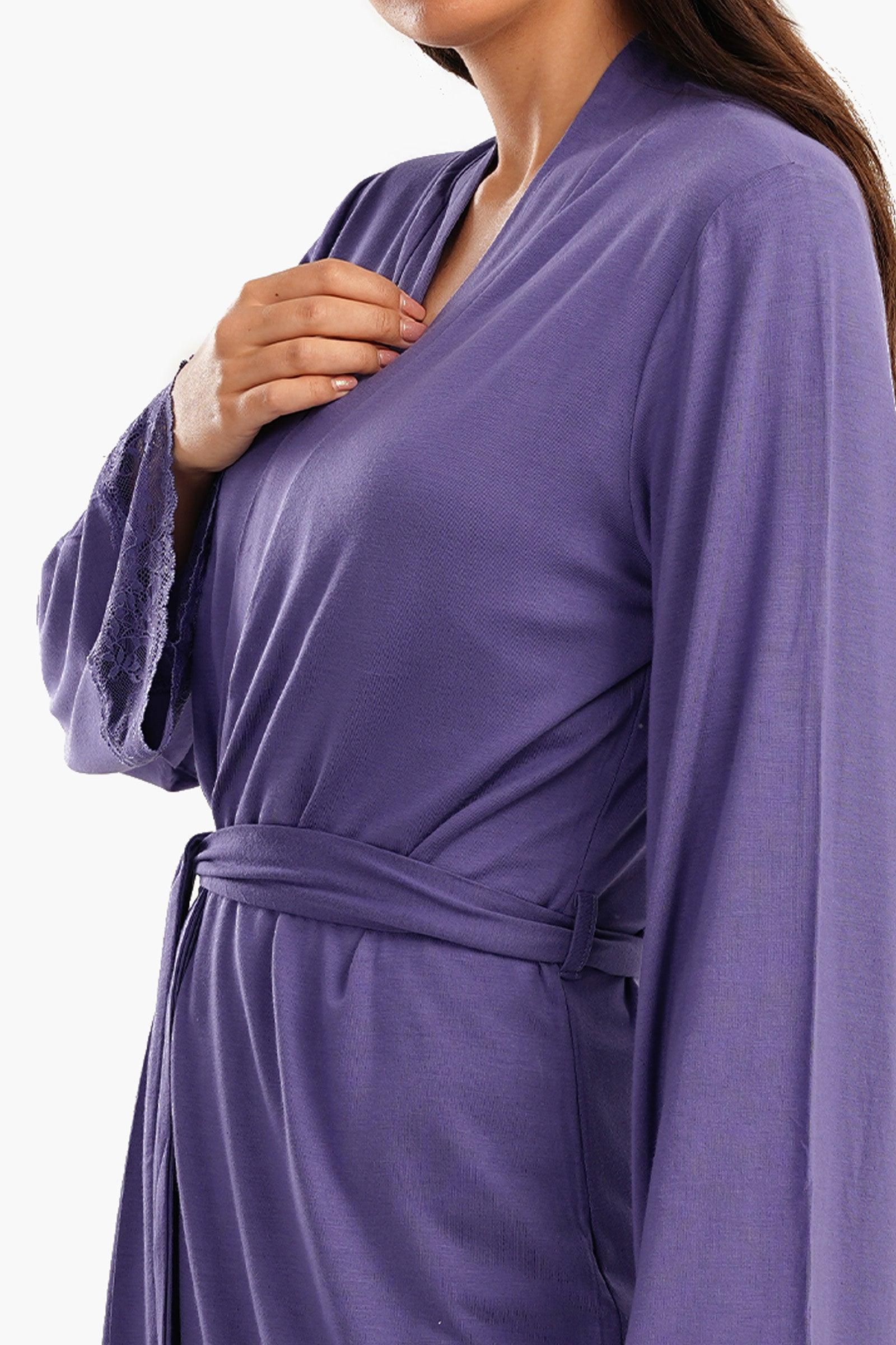 Viscose Robe with Lace Details - Carina - كارينا