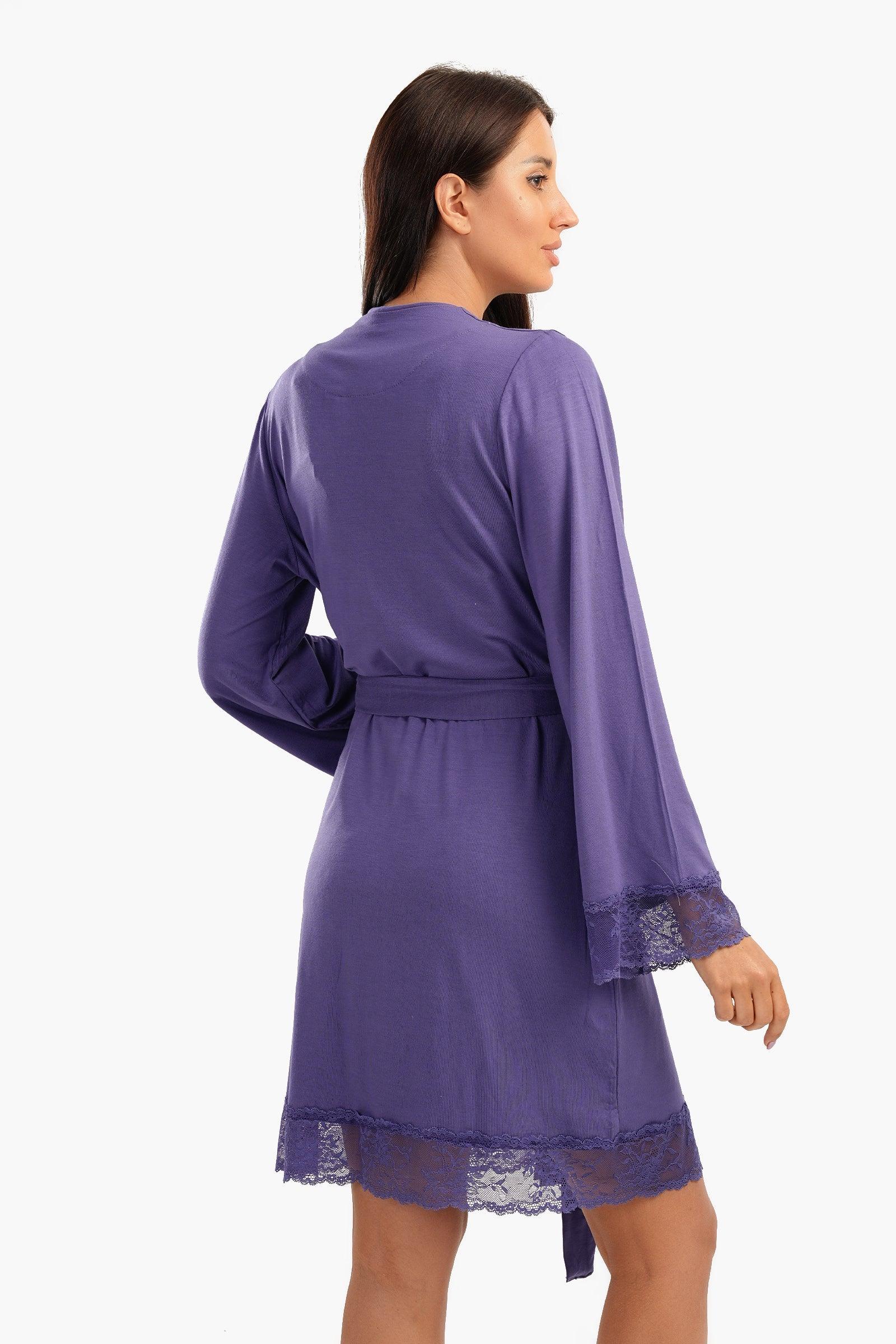 Viscose Robe with Lace Details - Carina - كارينا