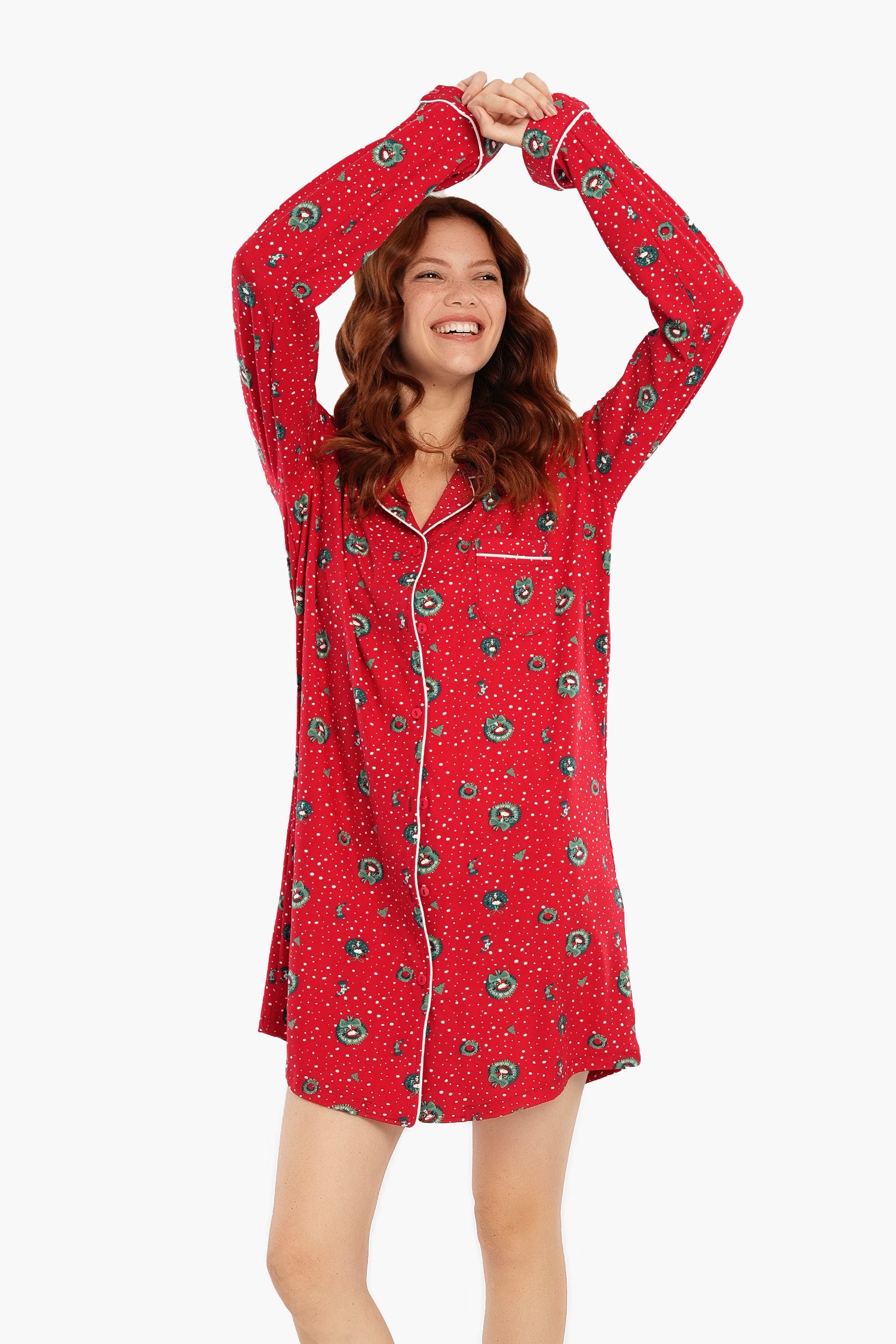 Red Christmas Night Shirt Carina Wear