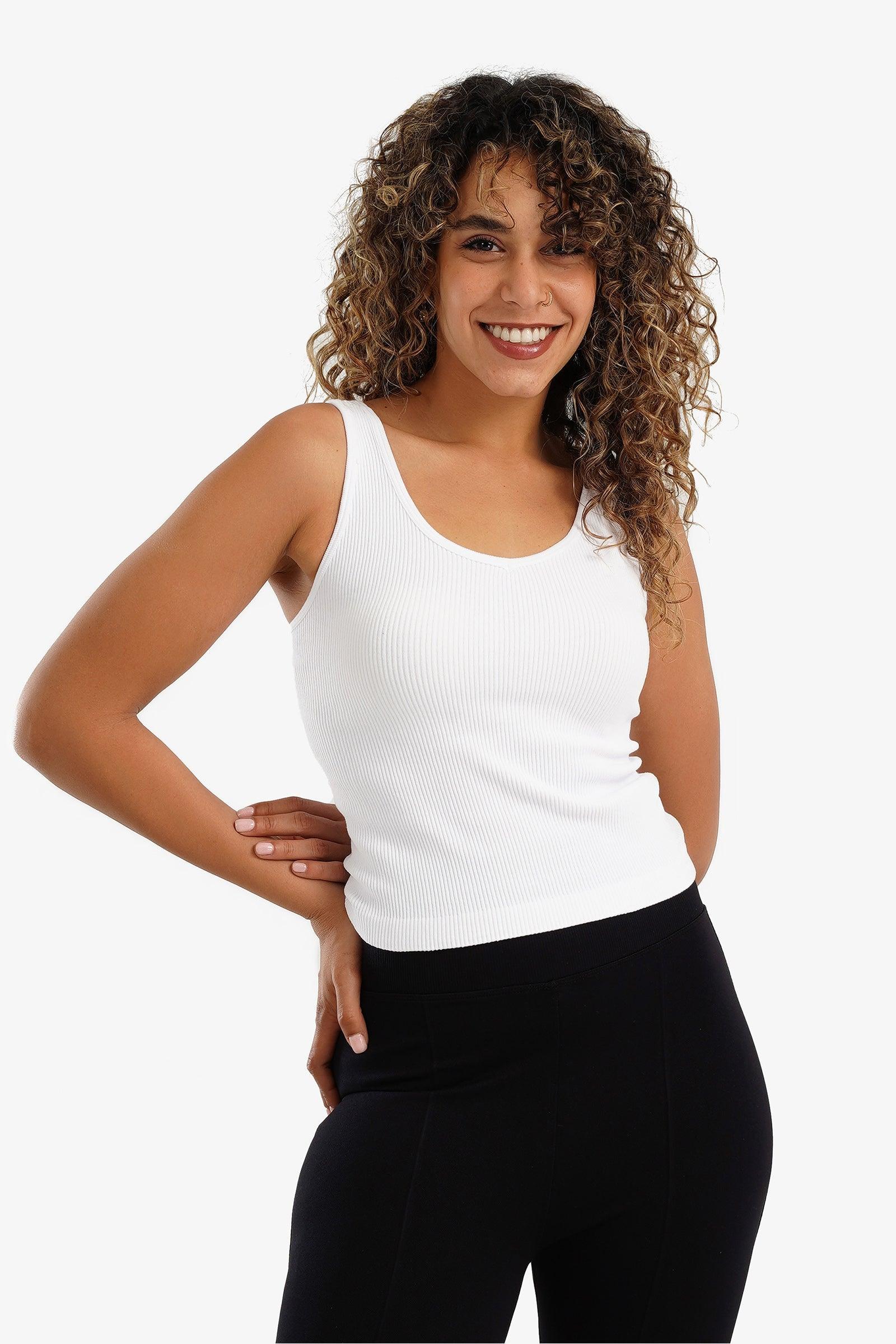 Square Back Ribbed Top - Carina - كارينا