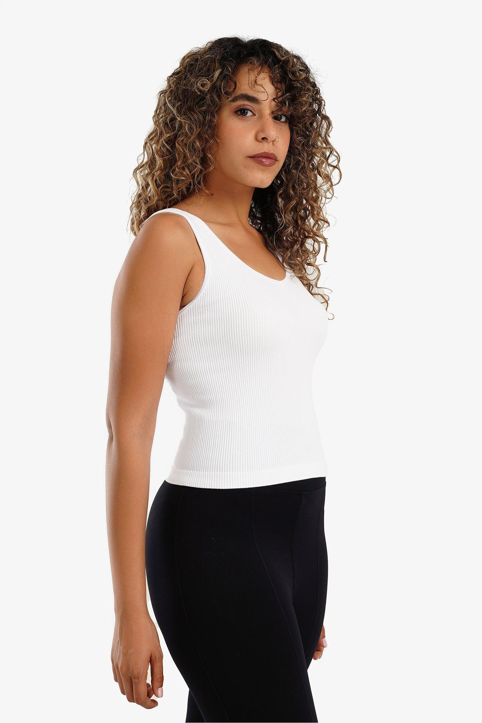 Square Back Ribbed Top - Carina - كارينا