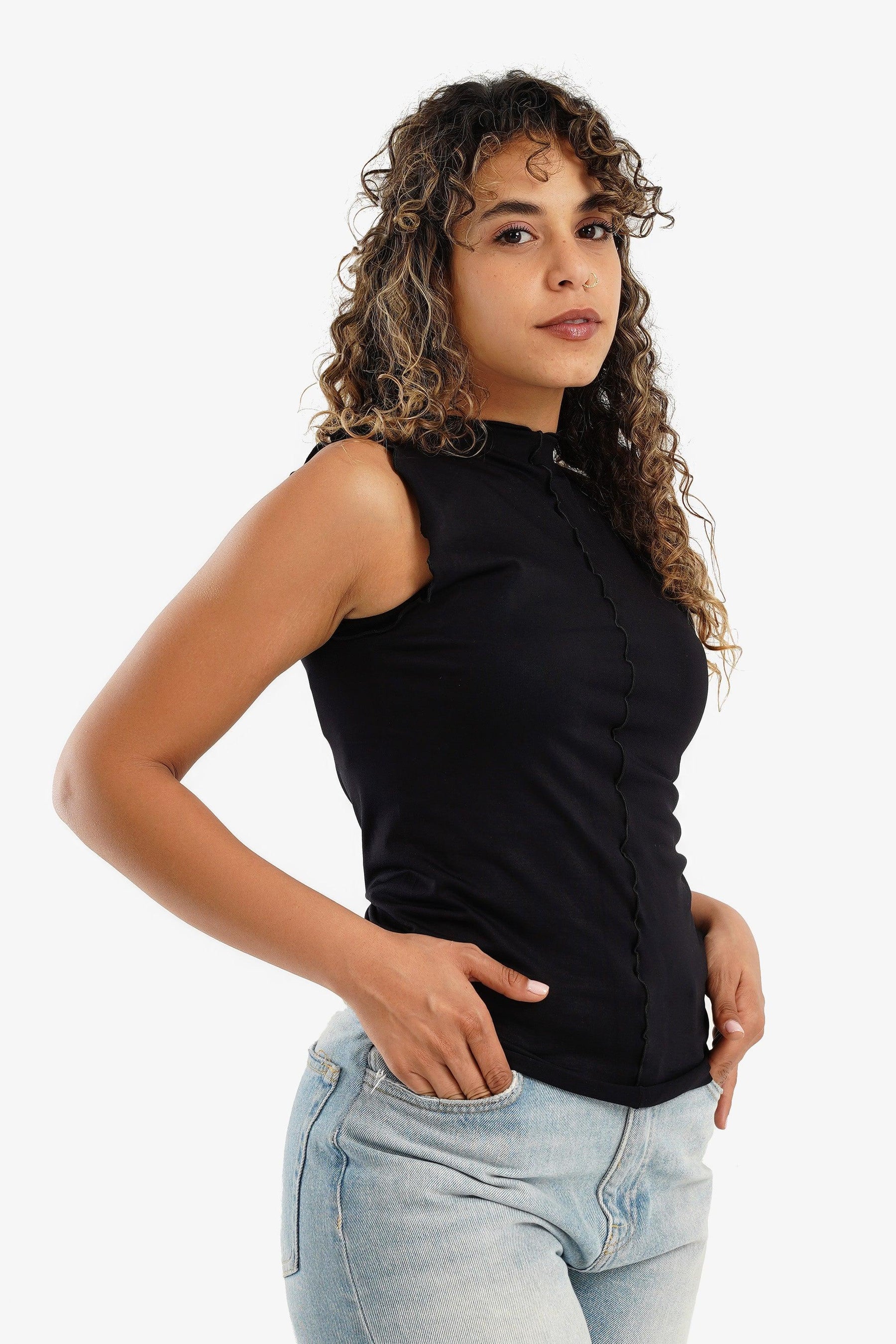 Vertical Piping Sleeveless Top - Carina - كارينا