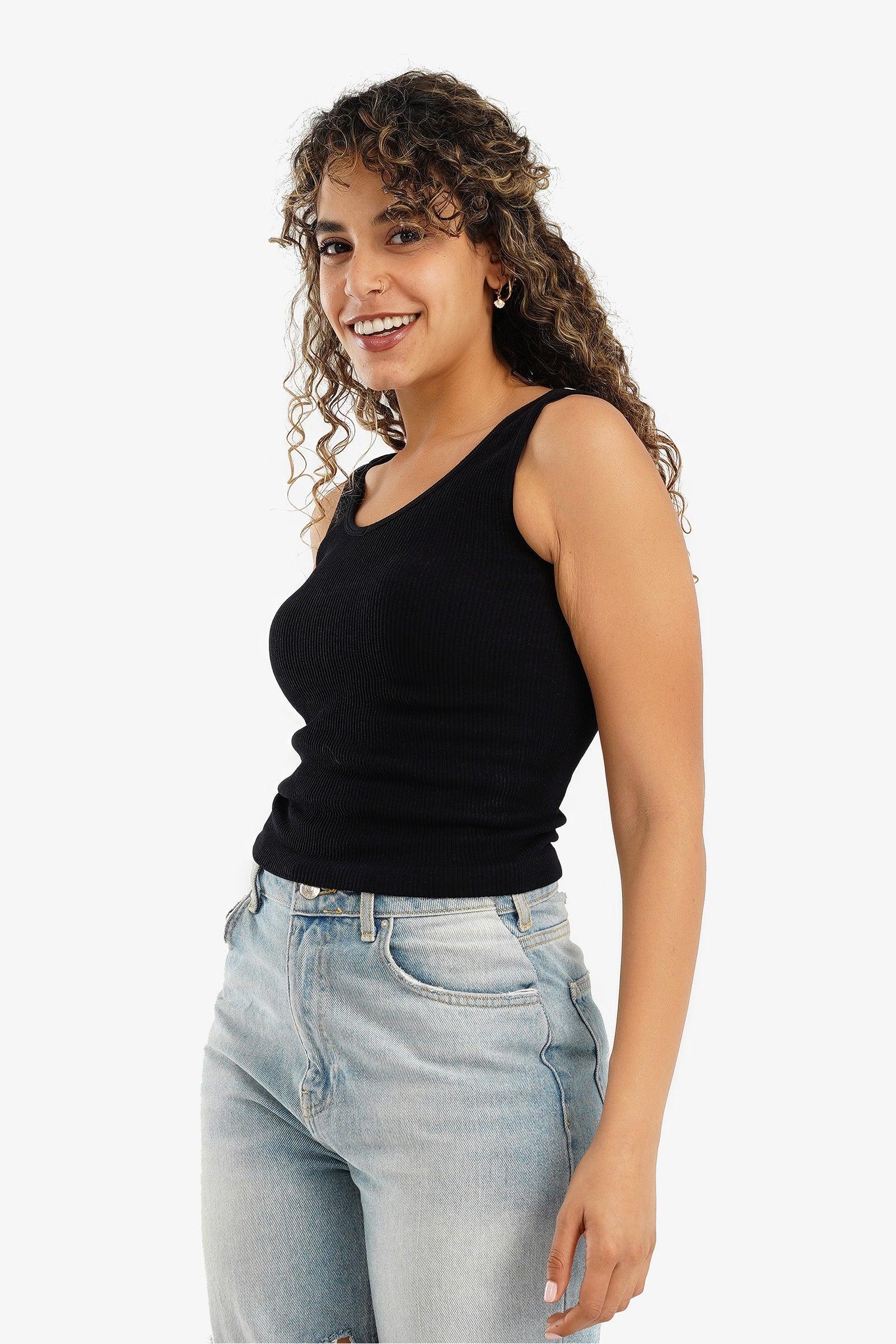 Square Back Ribbed Top - Carina - كارينا