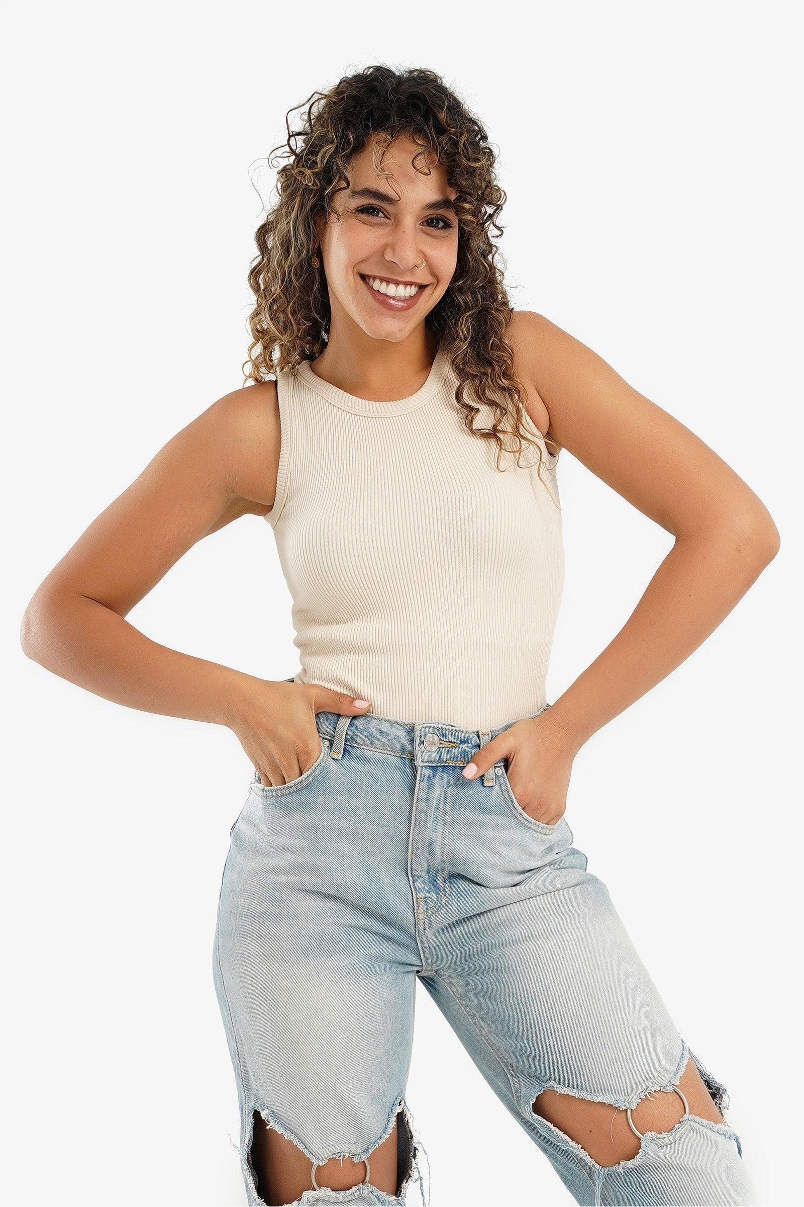 Microfiber Ribbed Top - Carina - كارينا