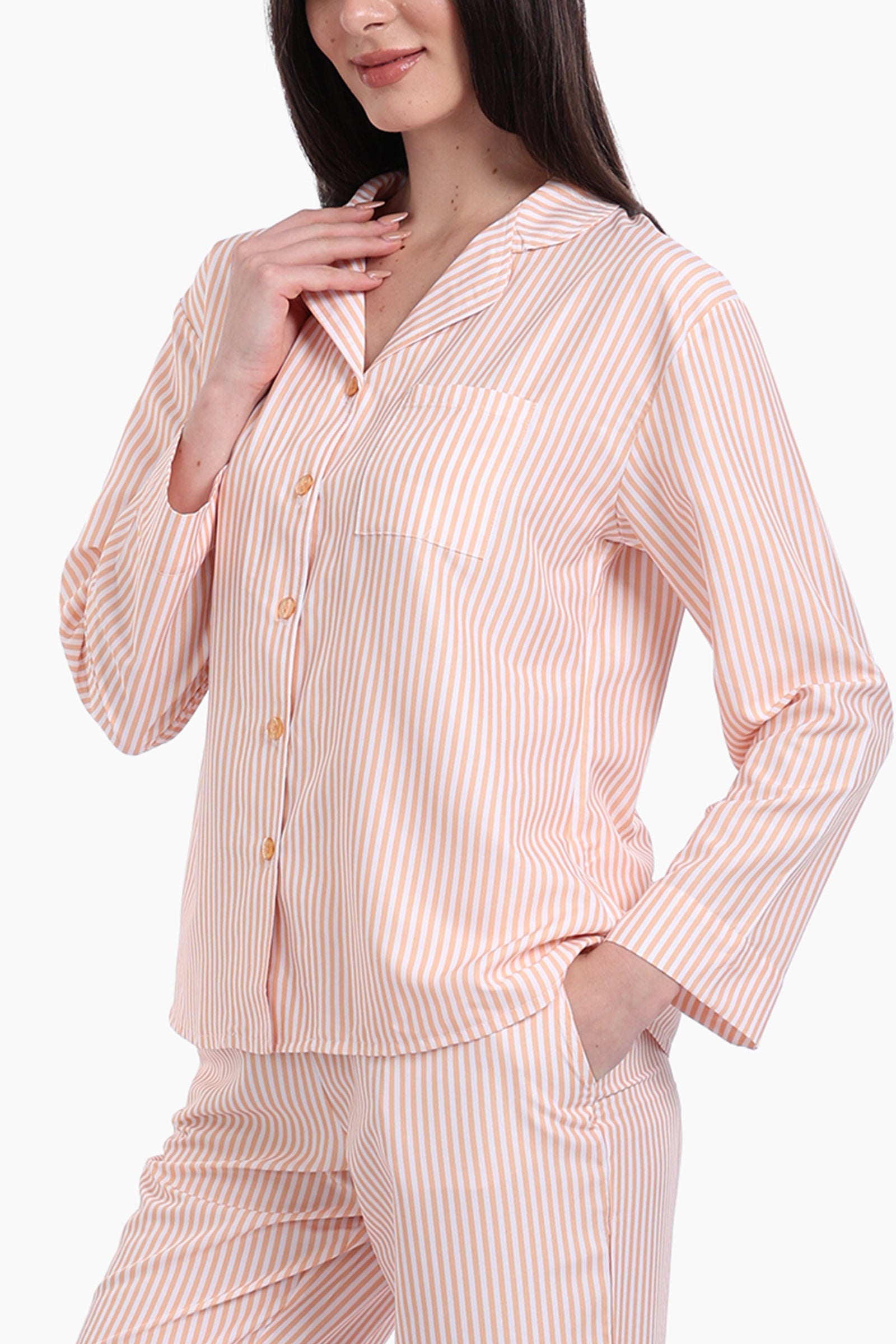 Pyjama Set with Orange Stripes