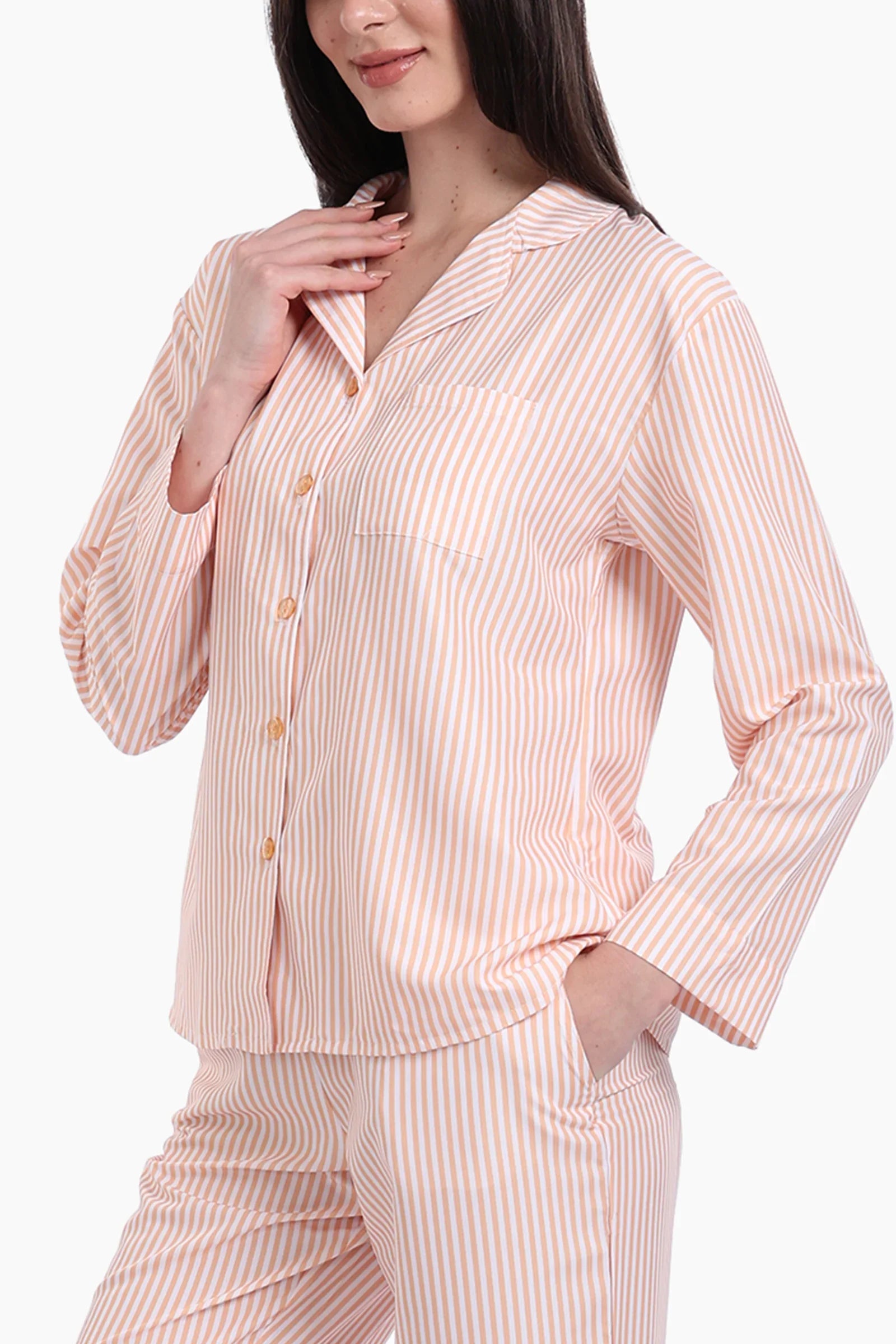 Pyjama Set with Orange Stripes