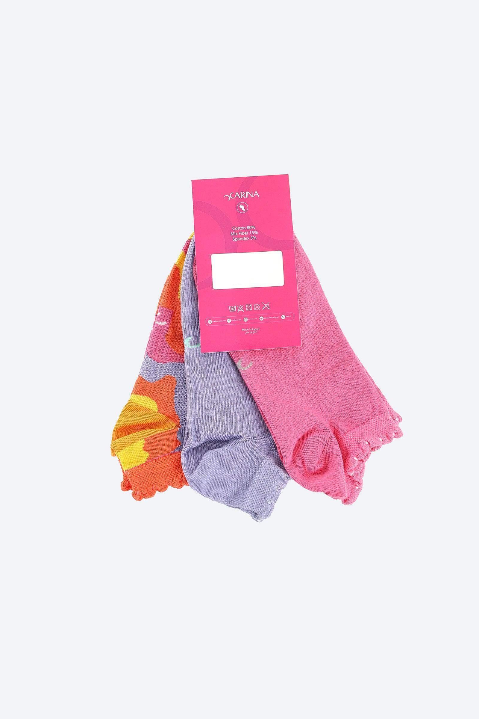 Ankle Length Socks - 3 Pairs - Carina - كارينا