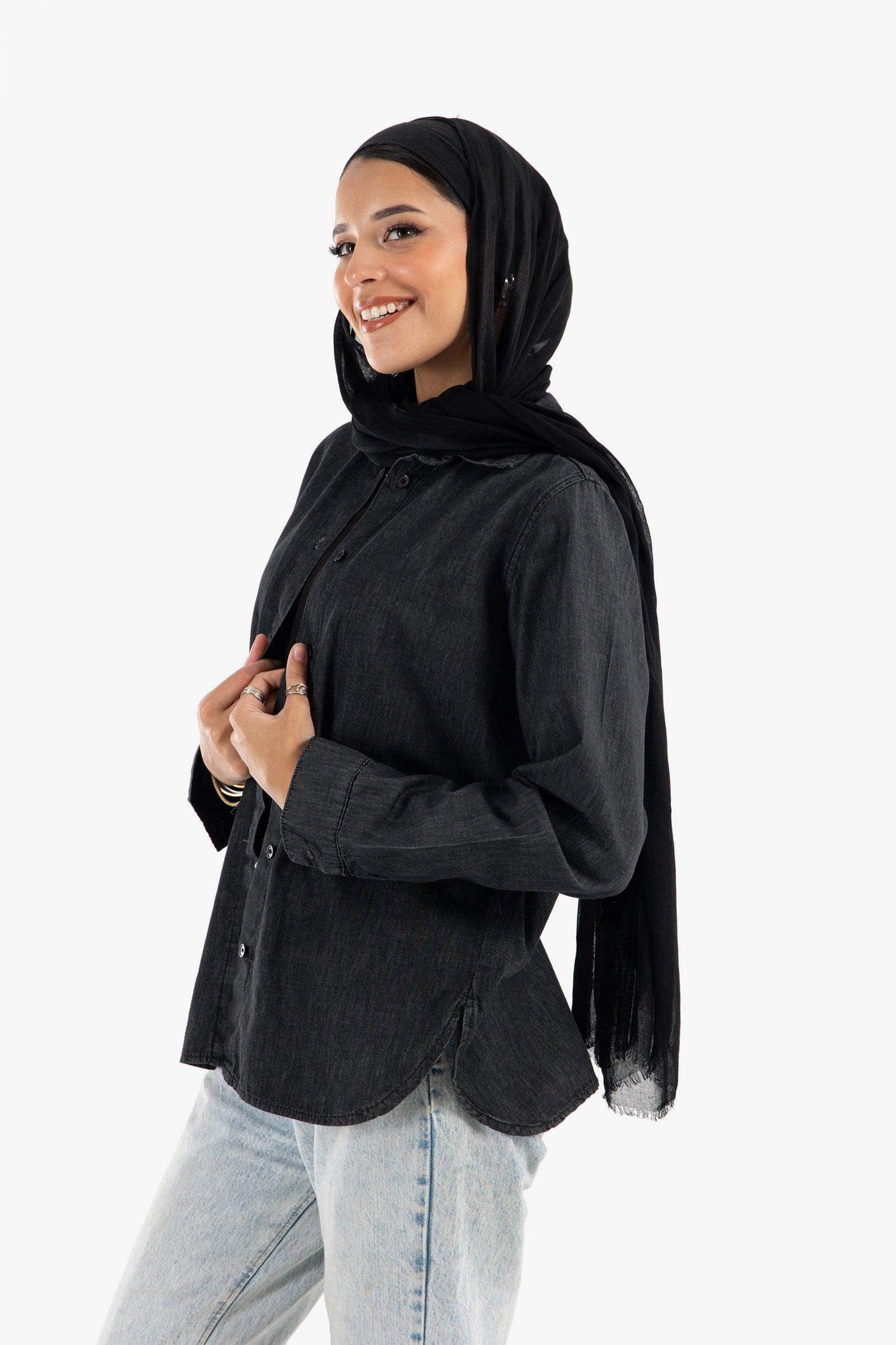 Asymmetrical Denim Shirt - Carina - كارينا