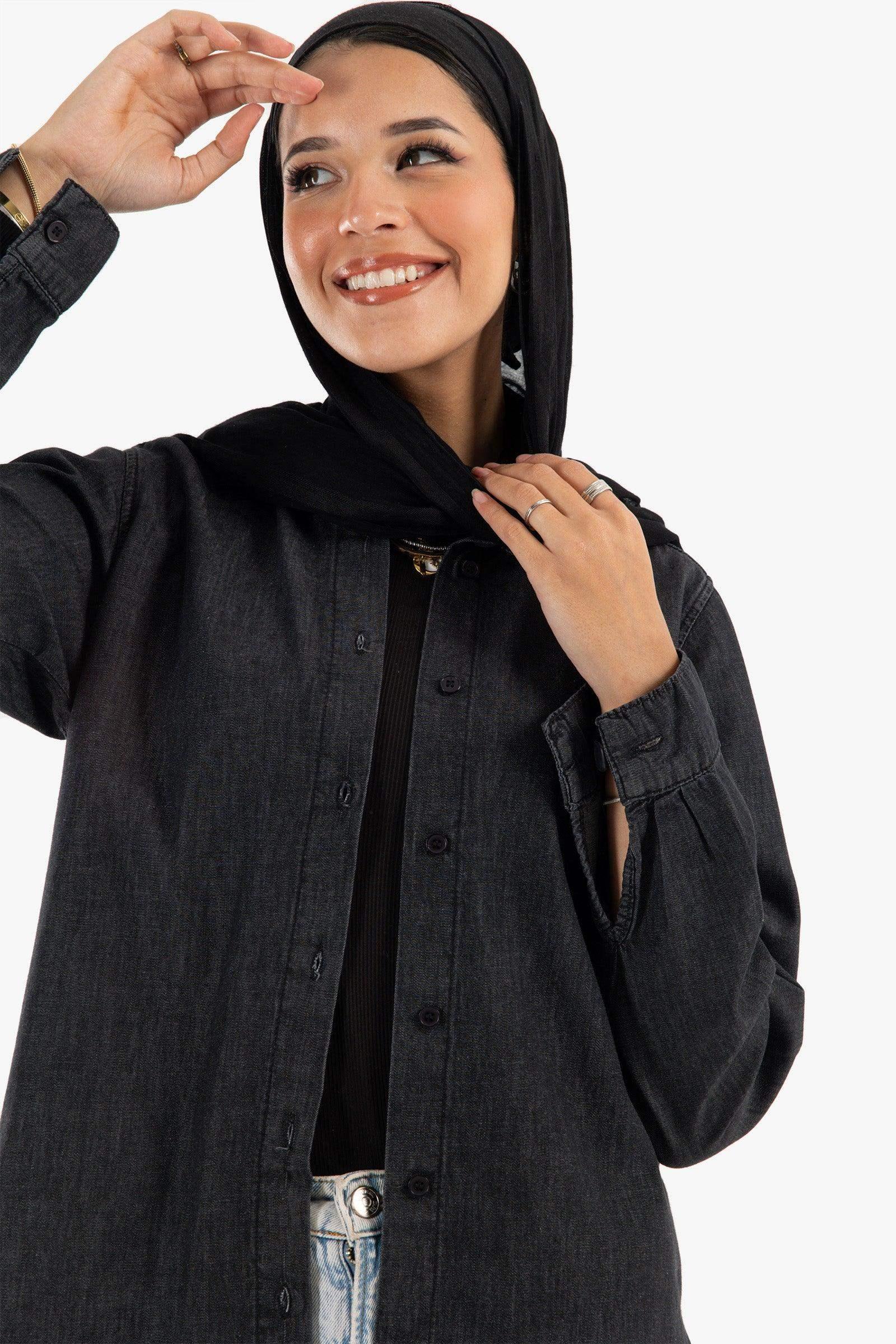 Asymmetrical Denim Shirt - Carina - كارينا