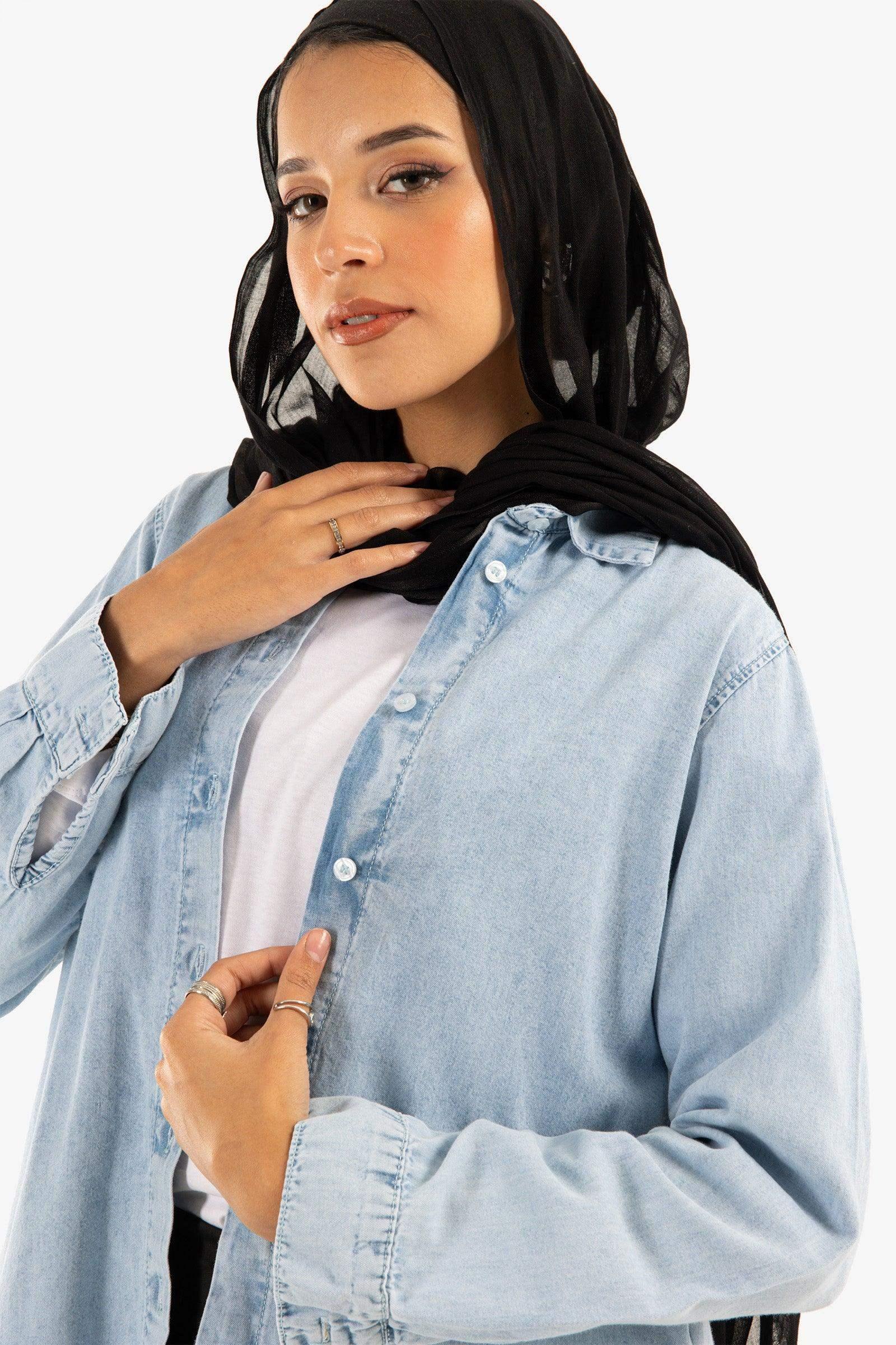 Asymmetrical Denim Shirt - Carina - كارينا