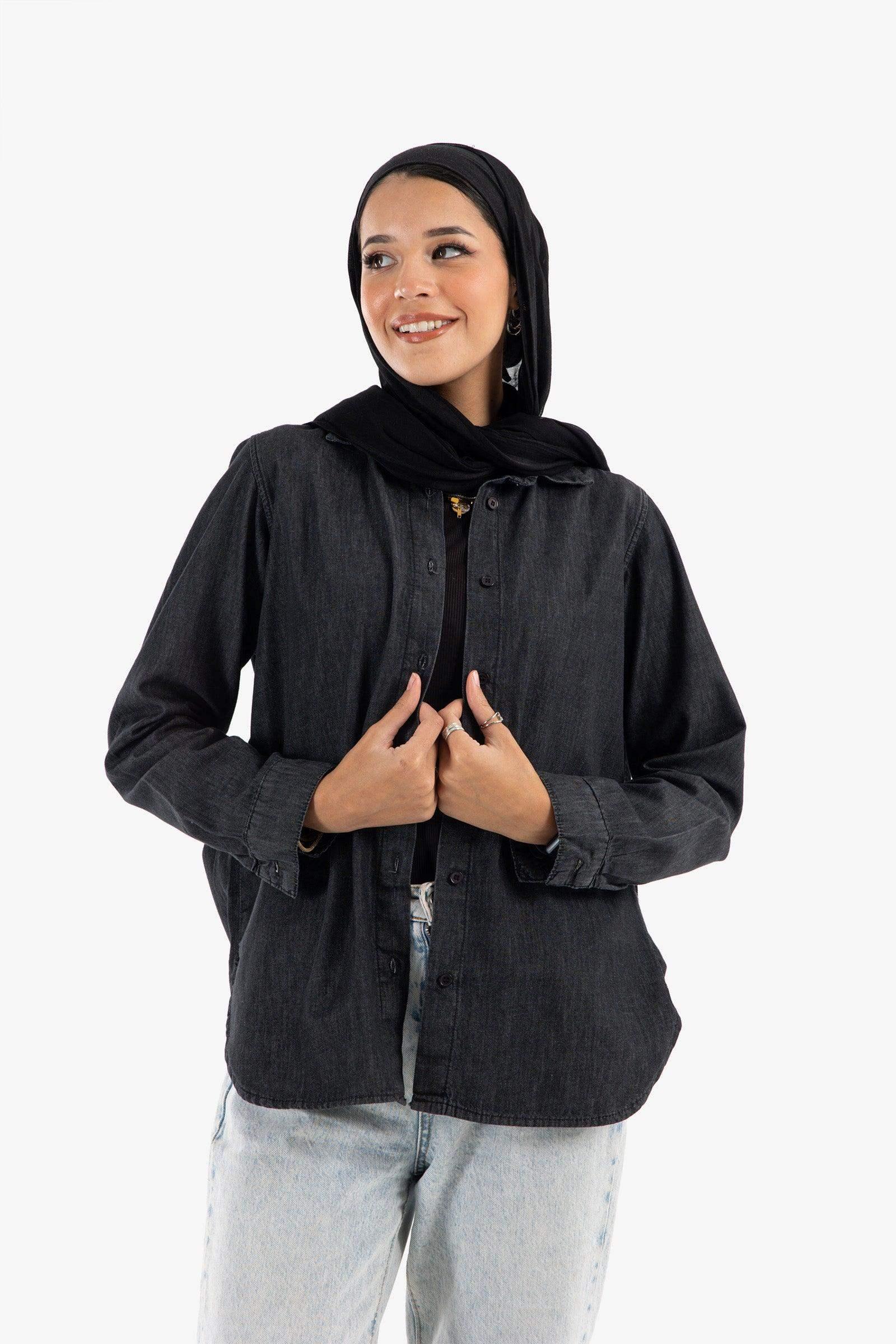 Asymmetrical Denim Shirt - Carina - كارينا