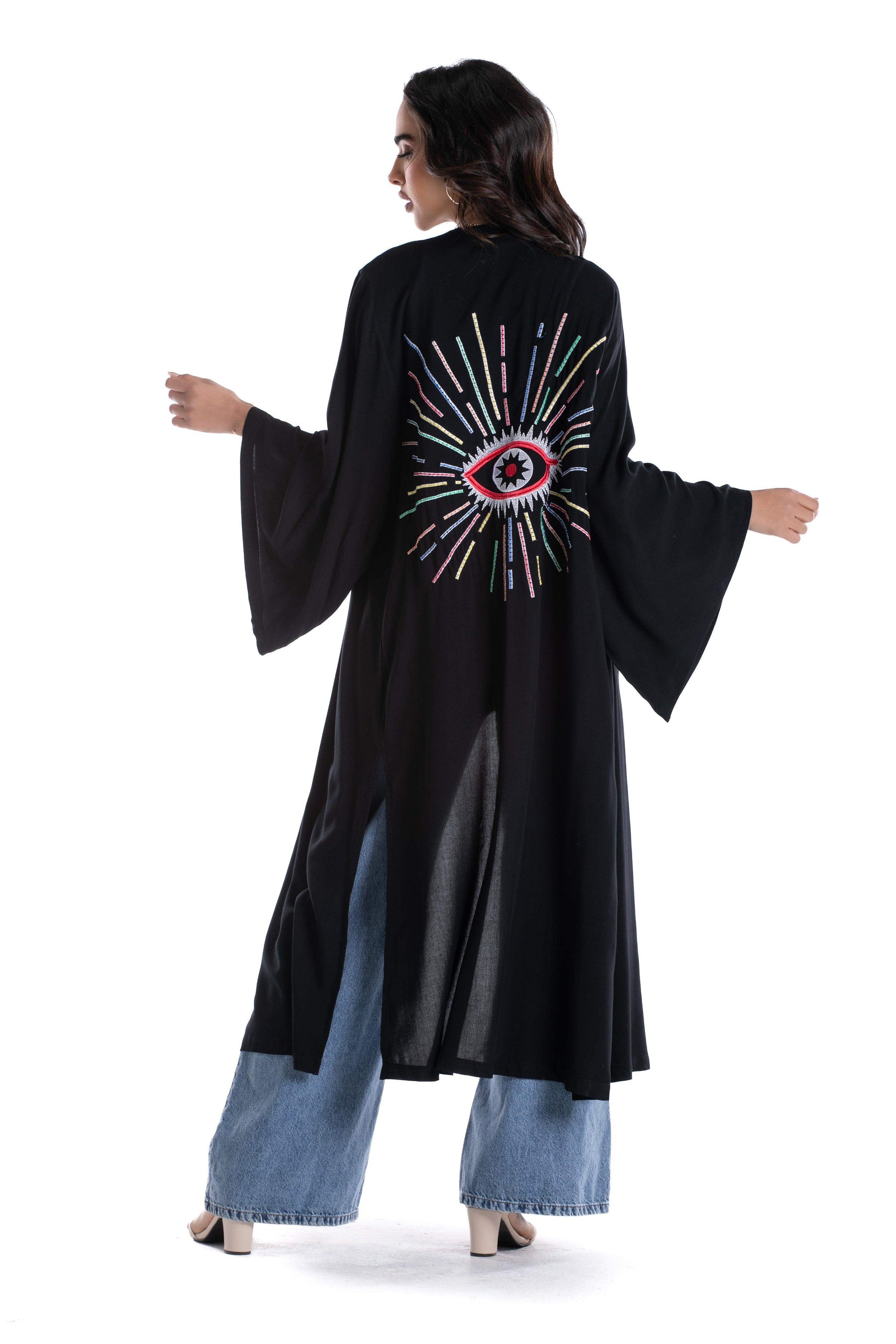 Back Eye Embroidery Kimono - Carina - كارينا