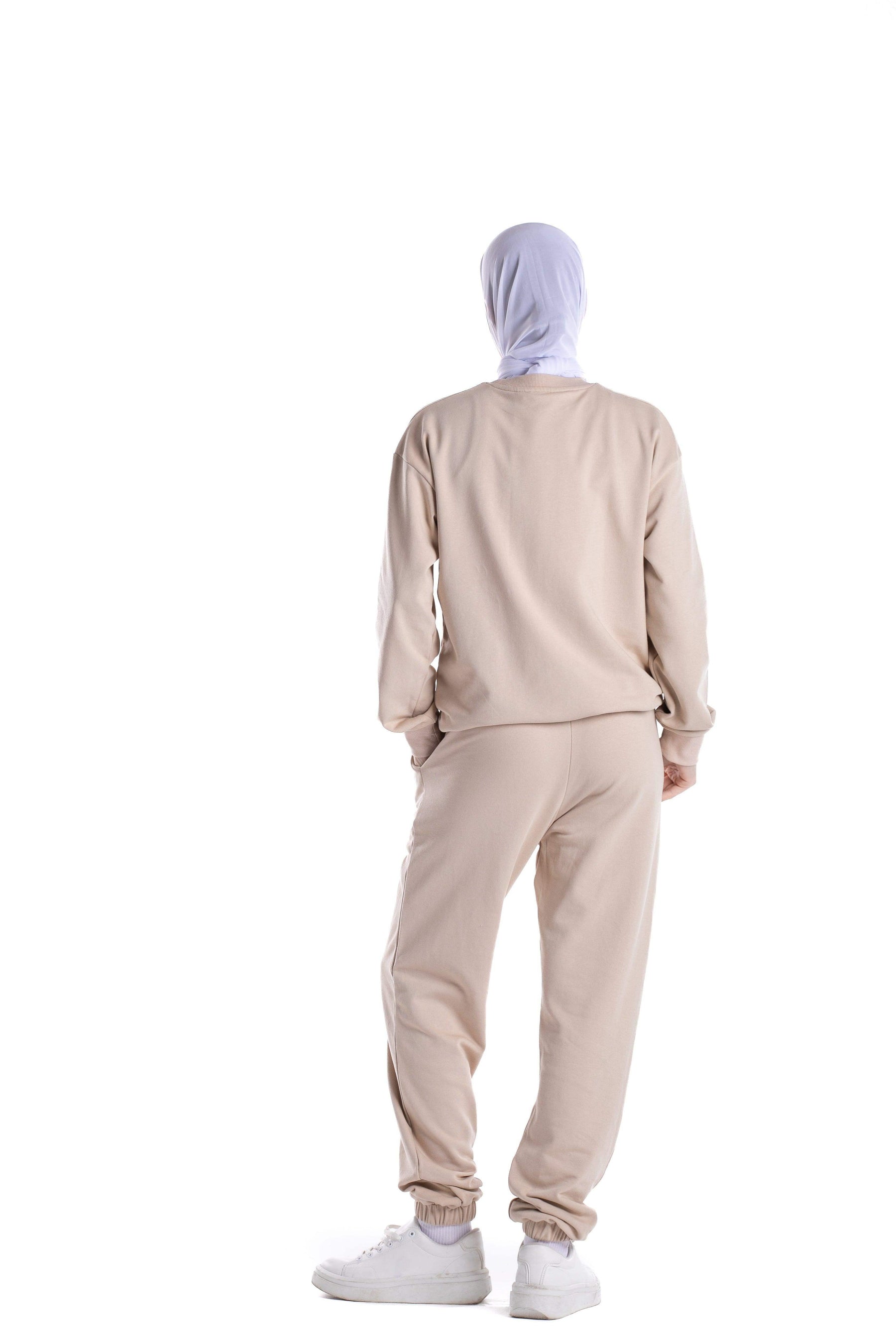Beige Cotton Lounge Jogger - Carina - كارينا