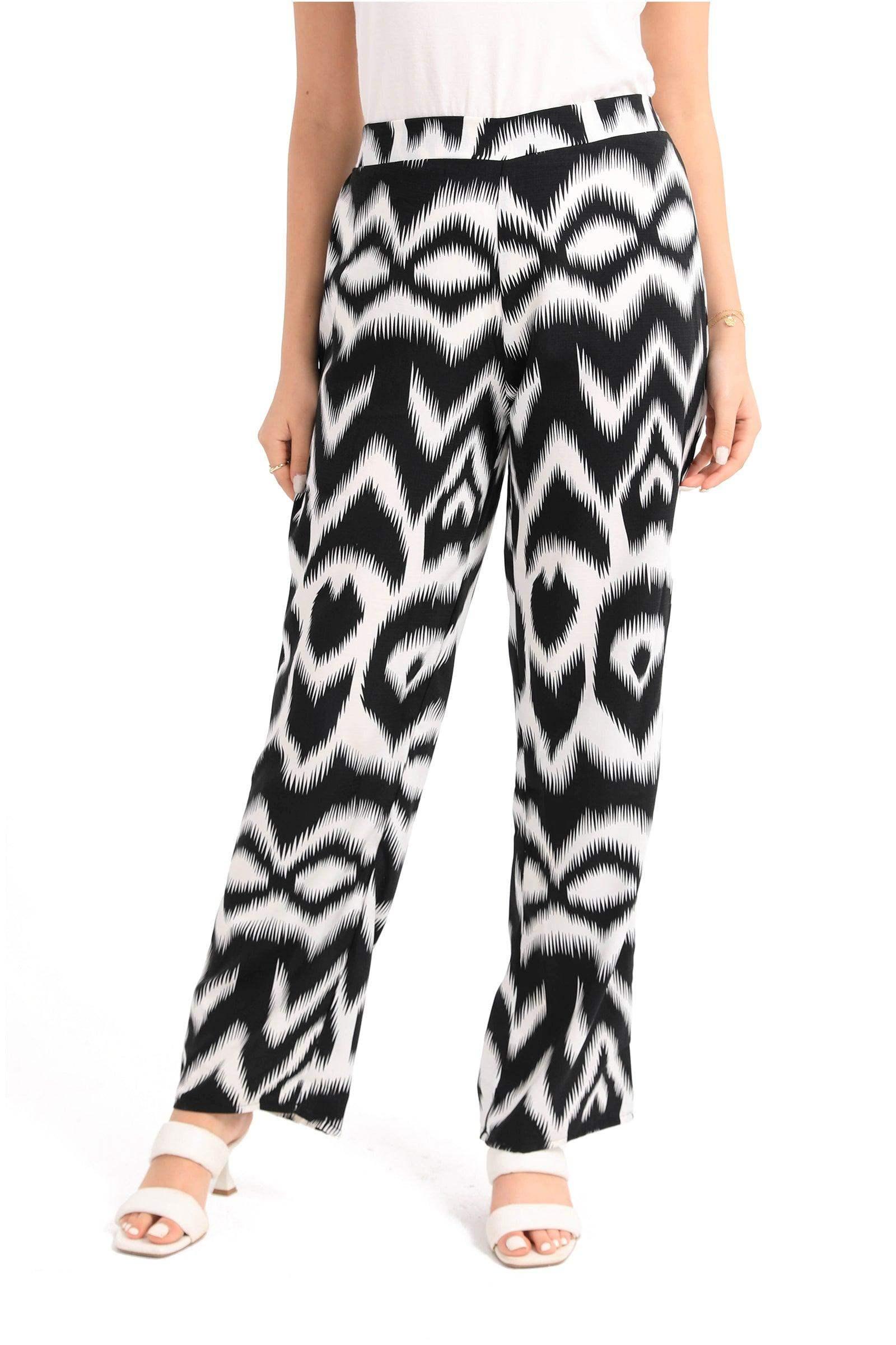 Black & White Patterned Pants - Carina - كارينا