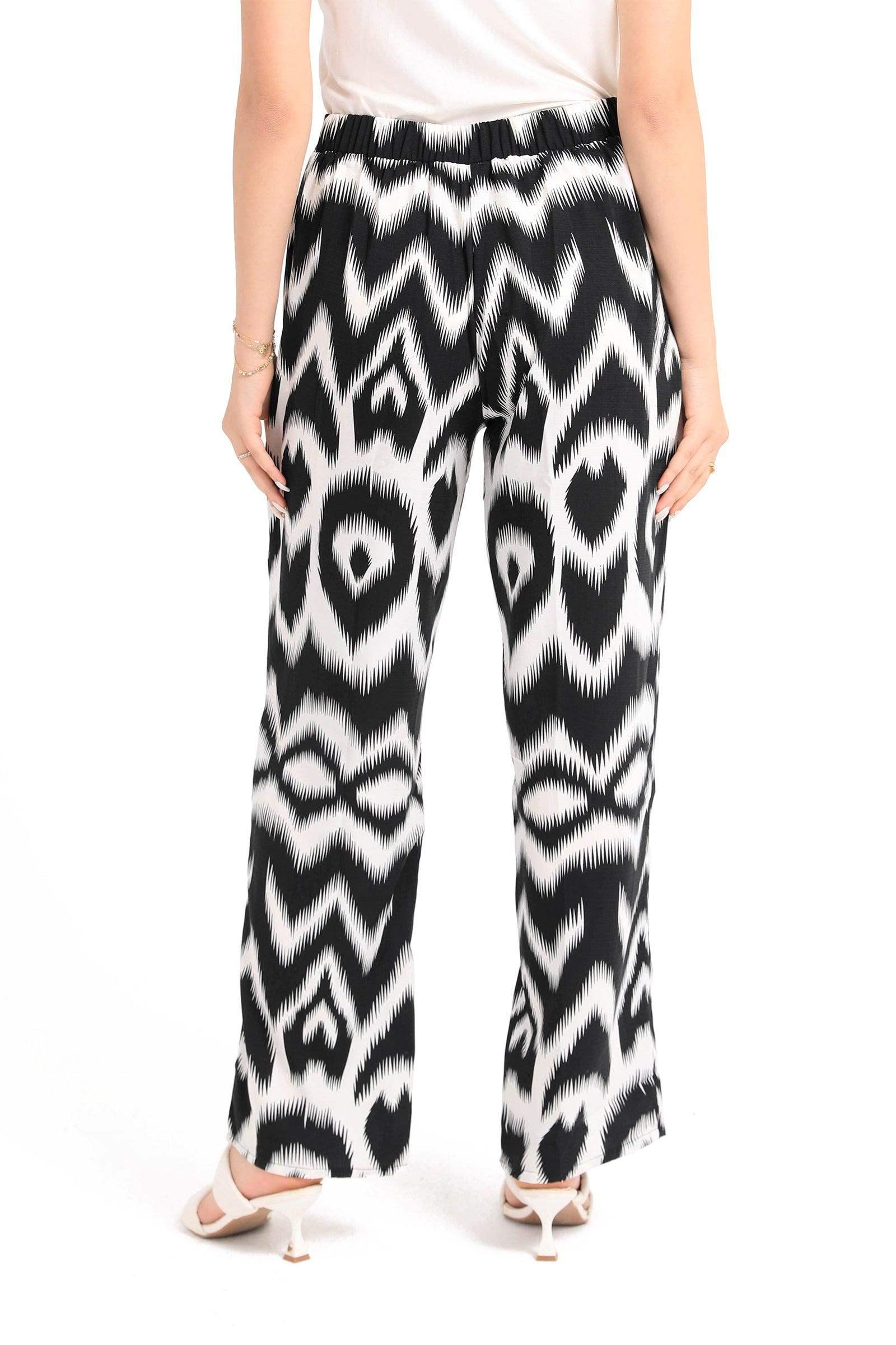 Black & White Patterned Pants - Carina - كارينا
