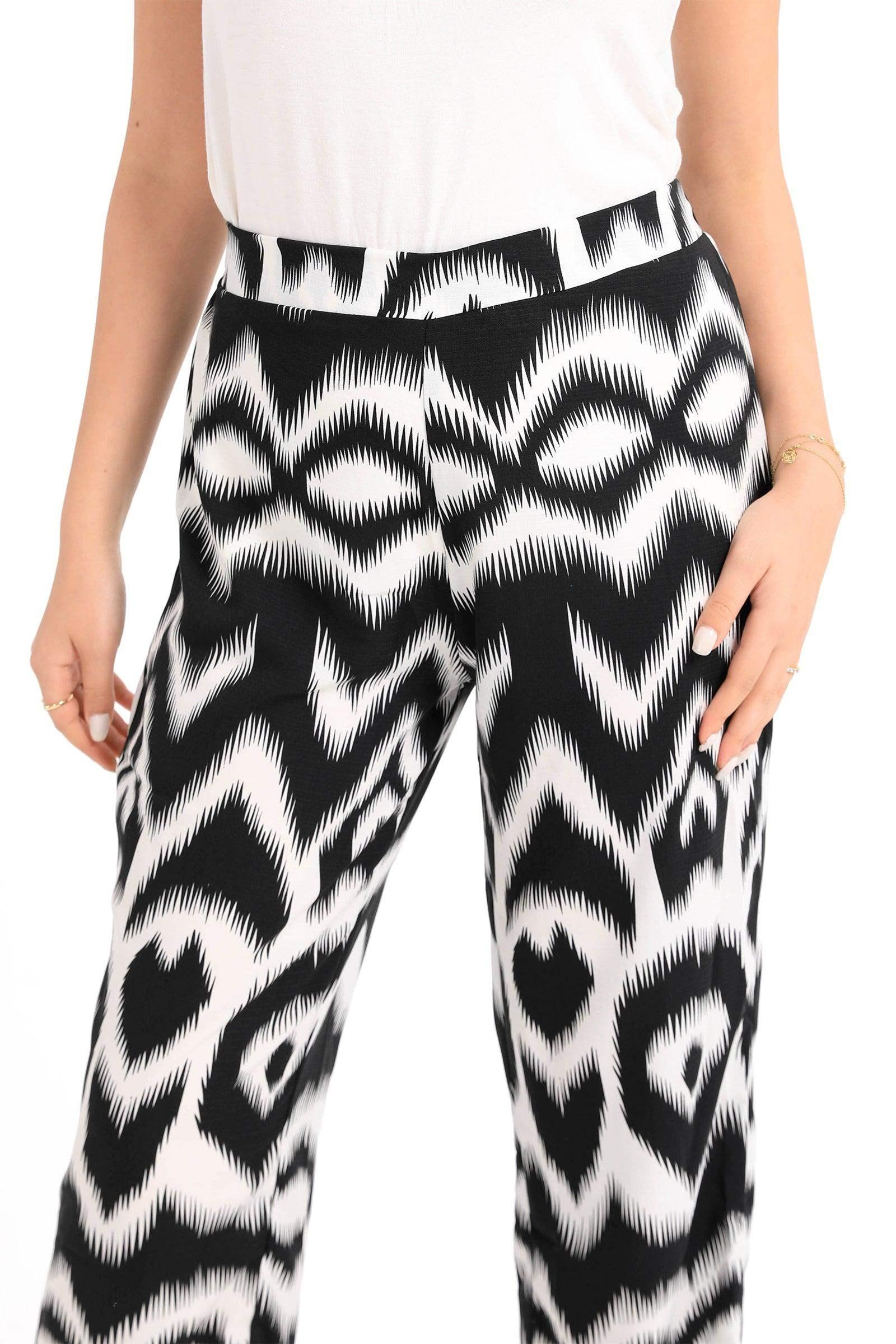 Black & White Patterned Pants - Carina - كارينا
