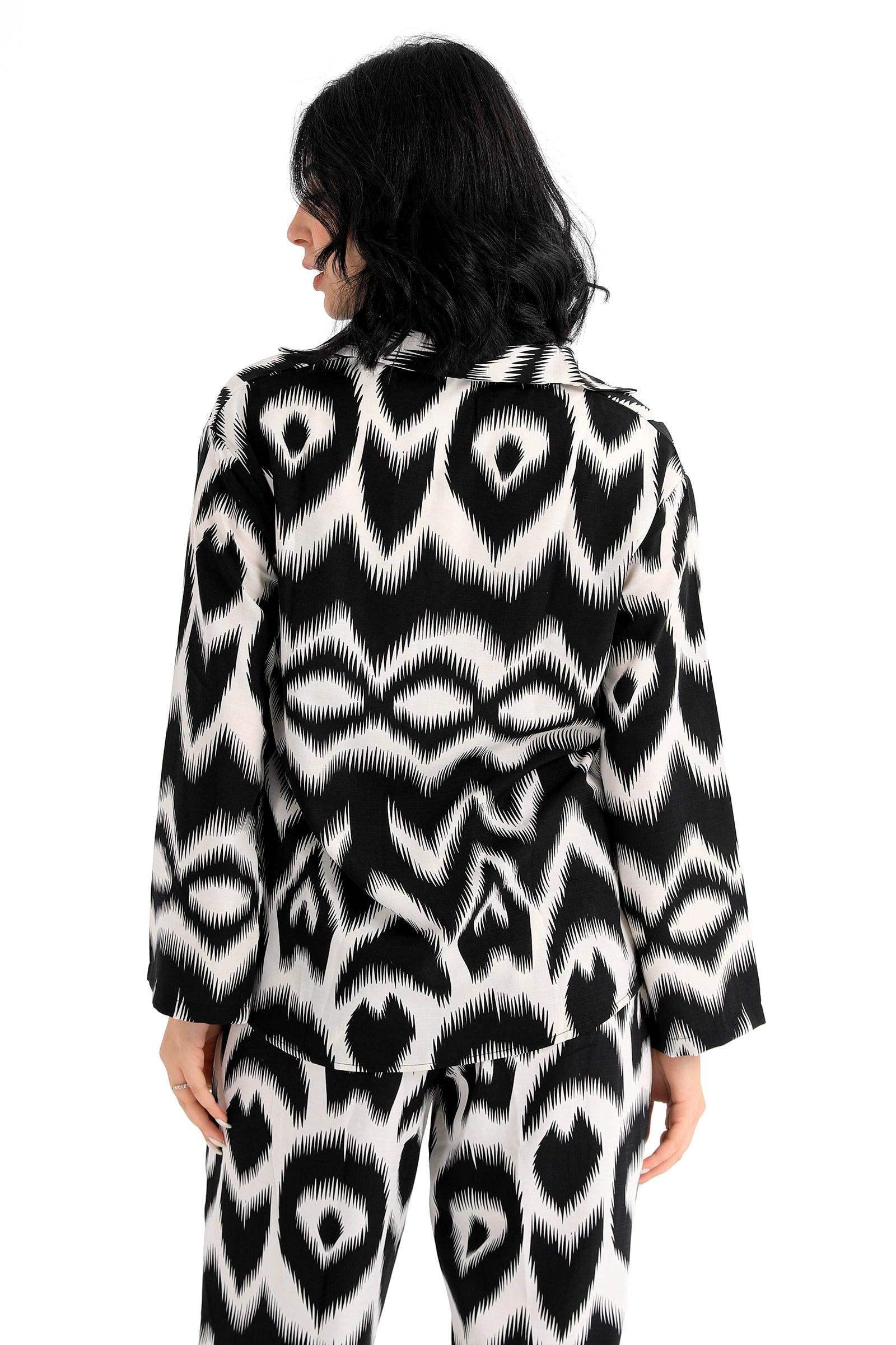 Black & White Patterned Shirt - Carina - كارينا