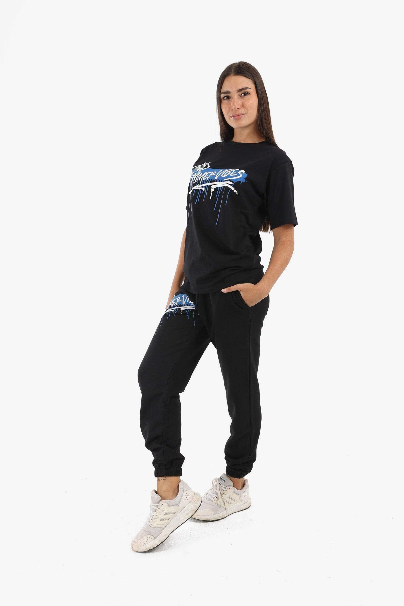 Black Printed Lounge Jogger - Carina - كارينا