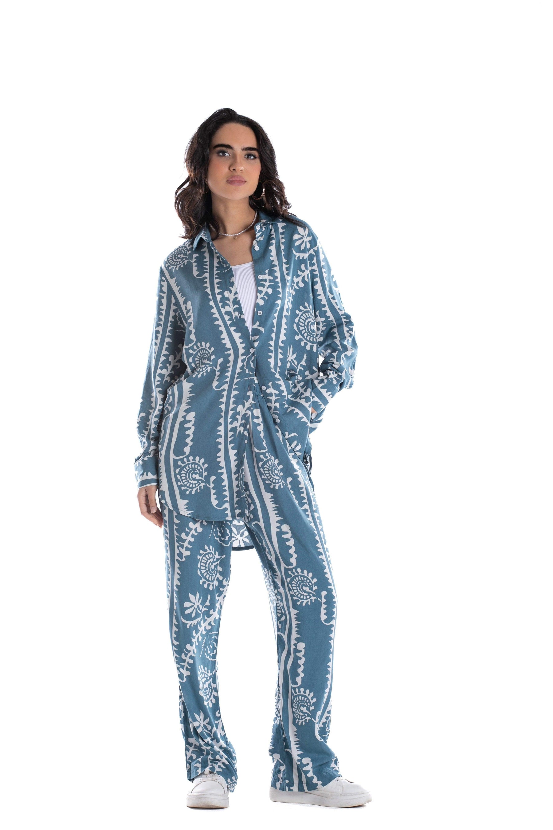 Collared Neck Lounge Shirt - Carina - كارينا