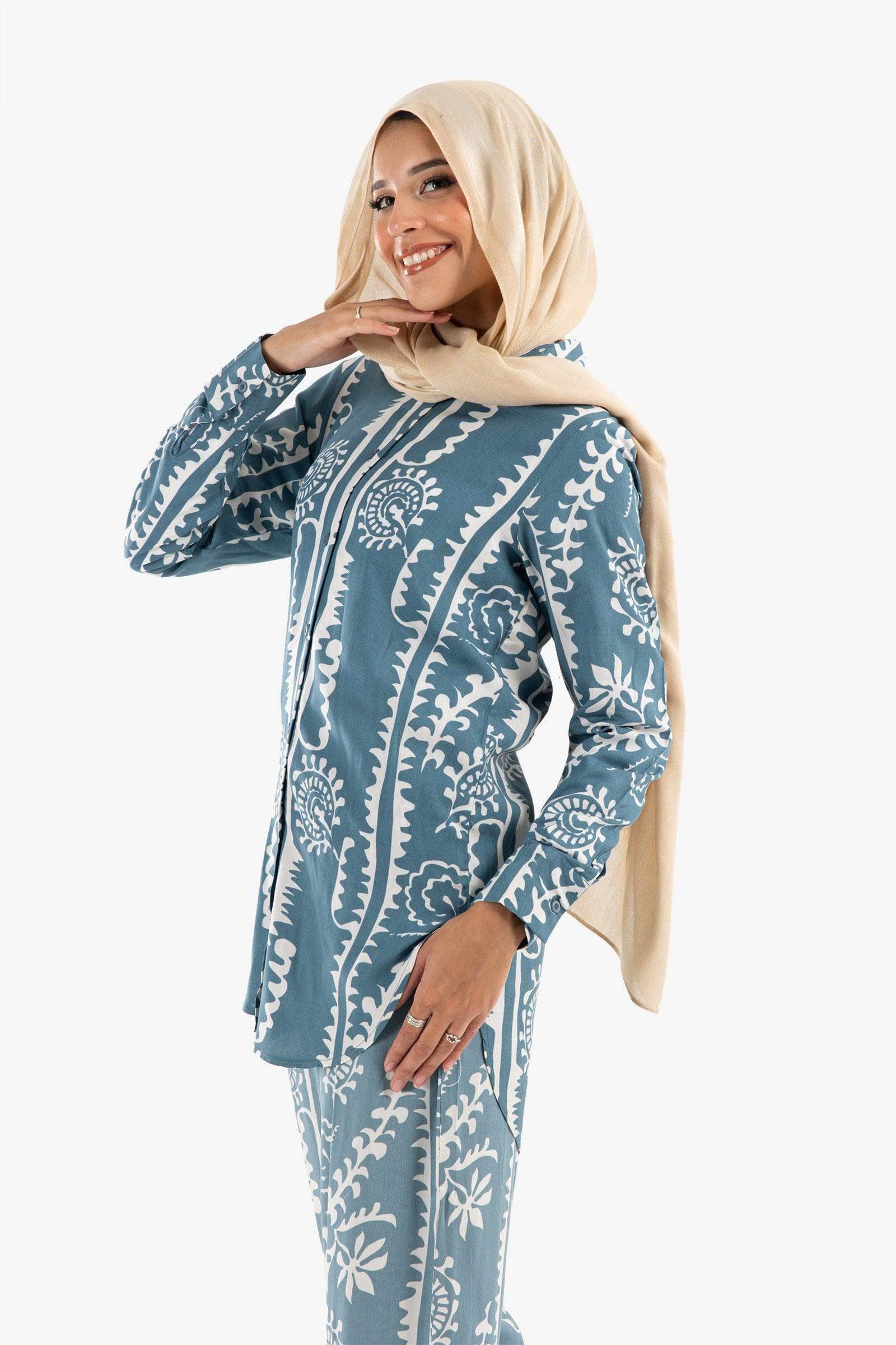 Collared Neck Lounge Shirt - Carina - كارينا