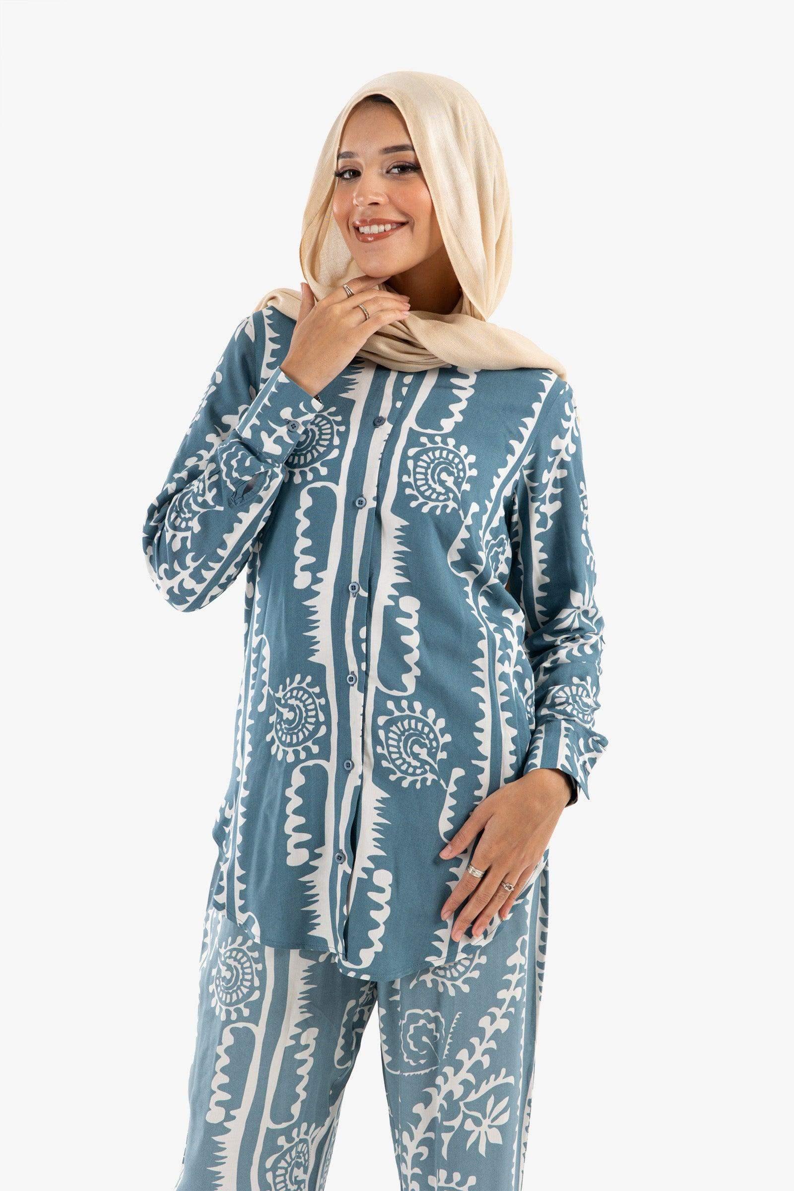 Collared Neck Lounge Shirt - Carina - كارينا