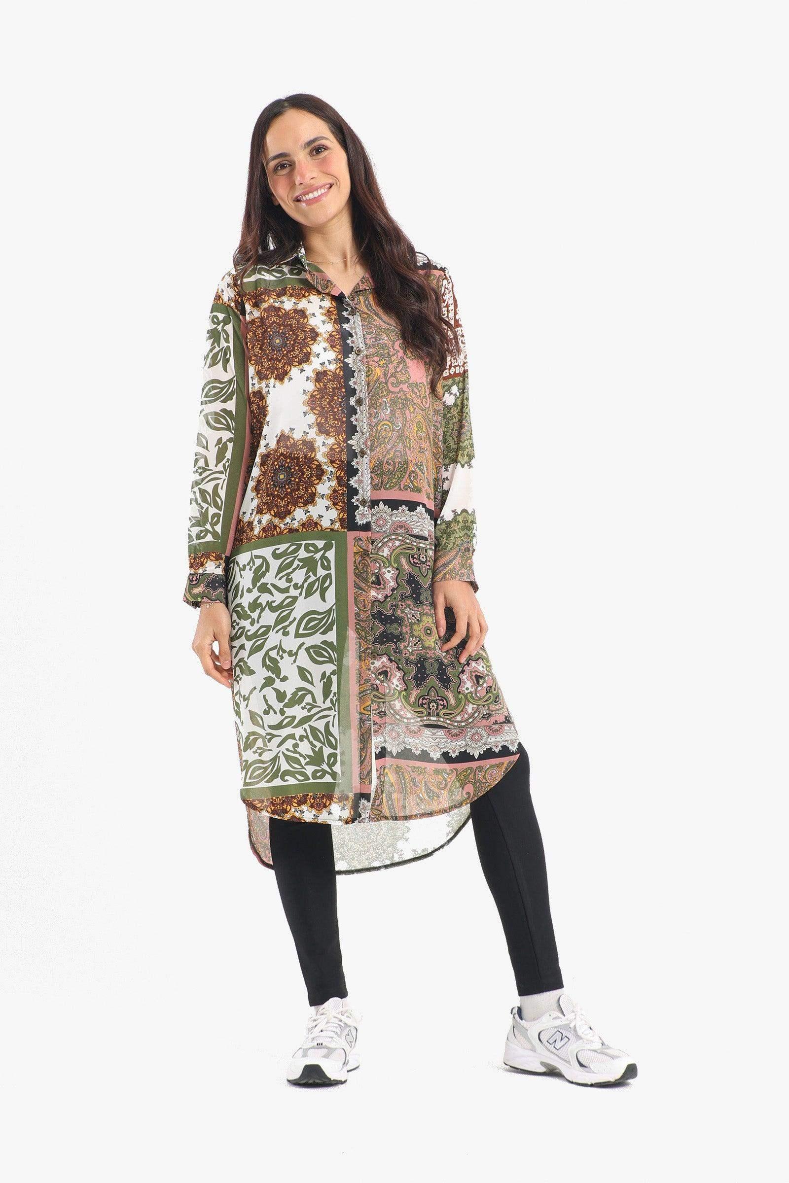 Colored Chiffon Long Shirt - Carina - كارينا