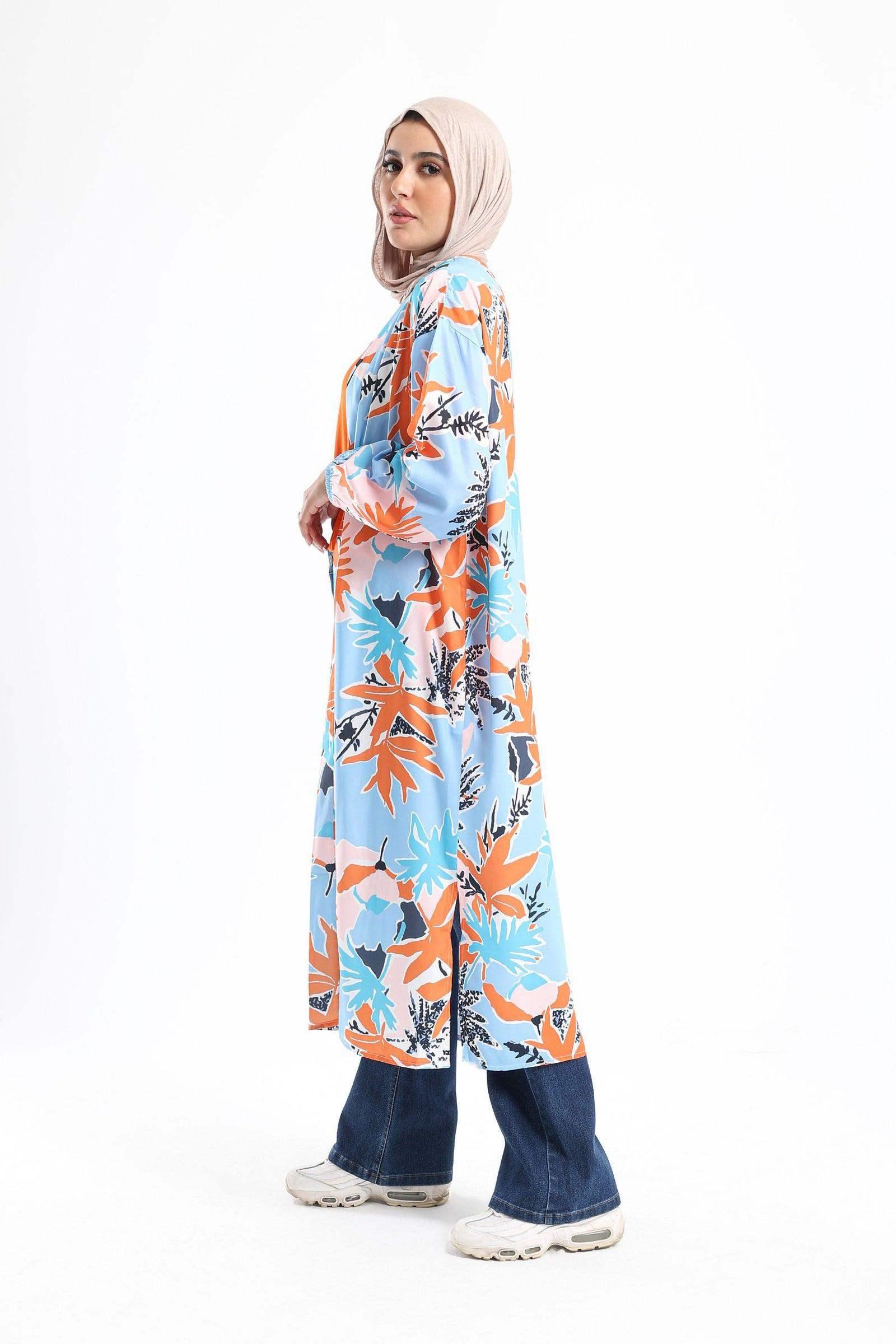 Colored Kimono with Elastic Cuffs - Carina - كارينا