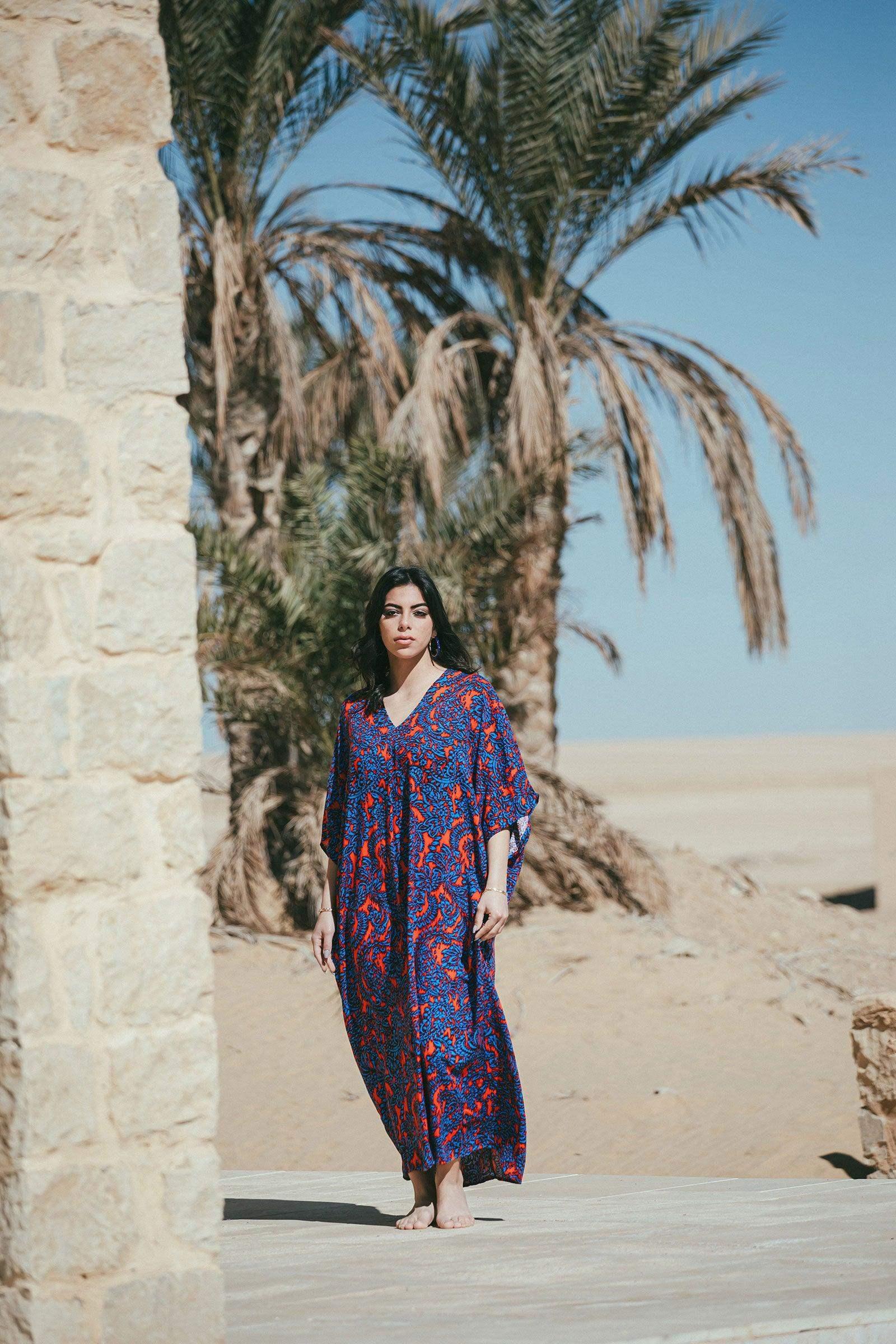 Colored V-Neck Dress - Carina - كارينا