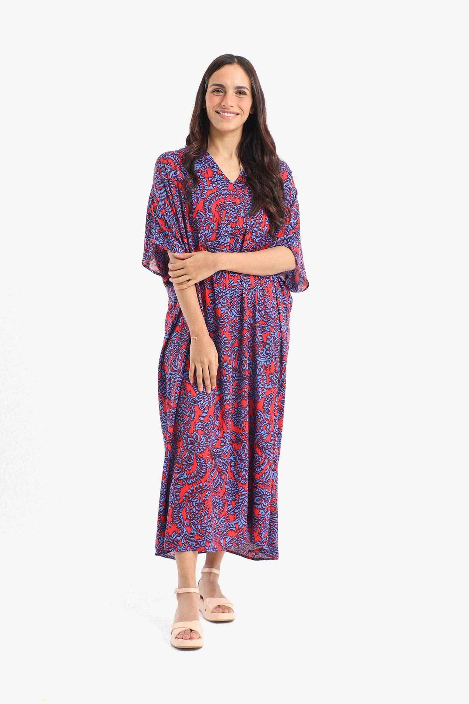 Colored V-Neck Dress - Carina - كارينا