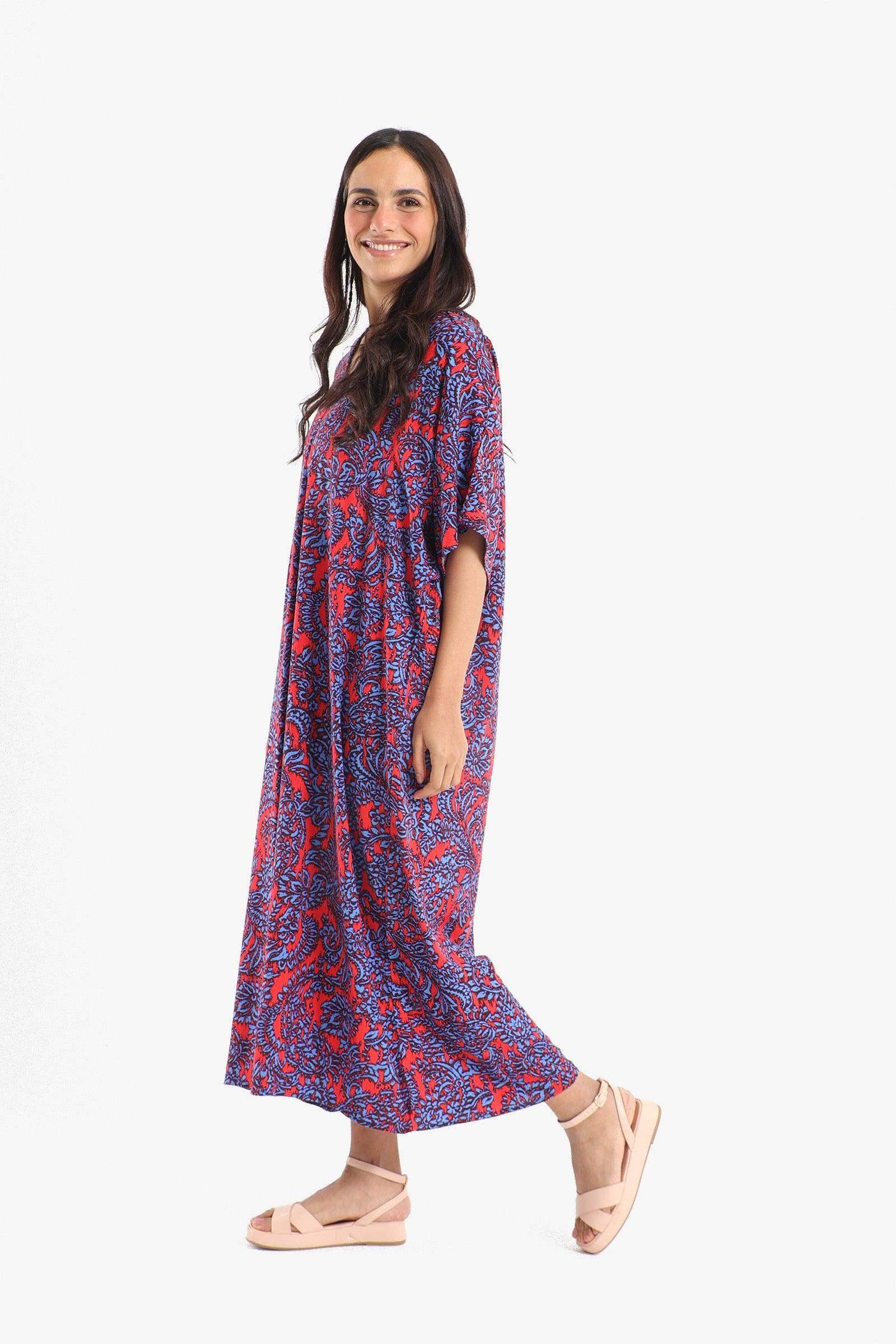 Colored V-Neck Dress - Carina - كارينا