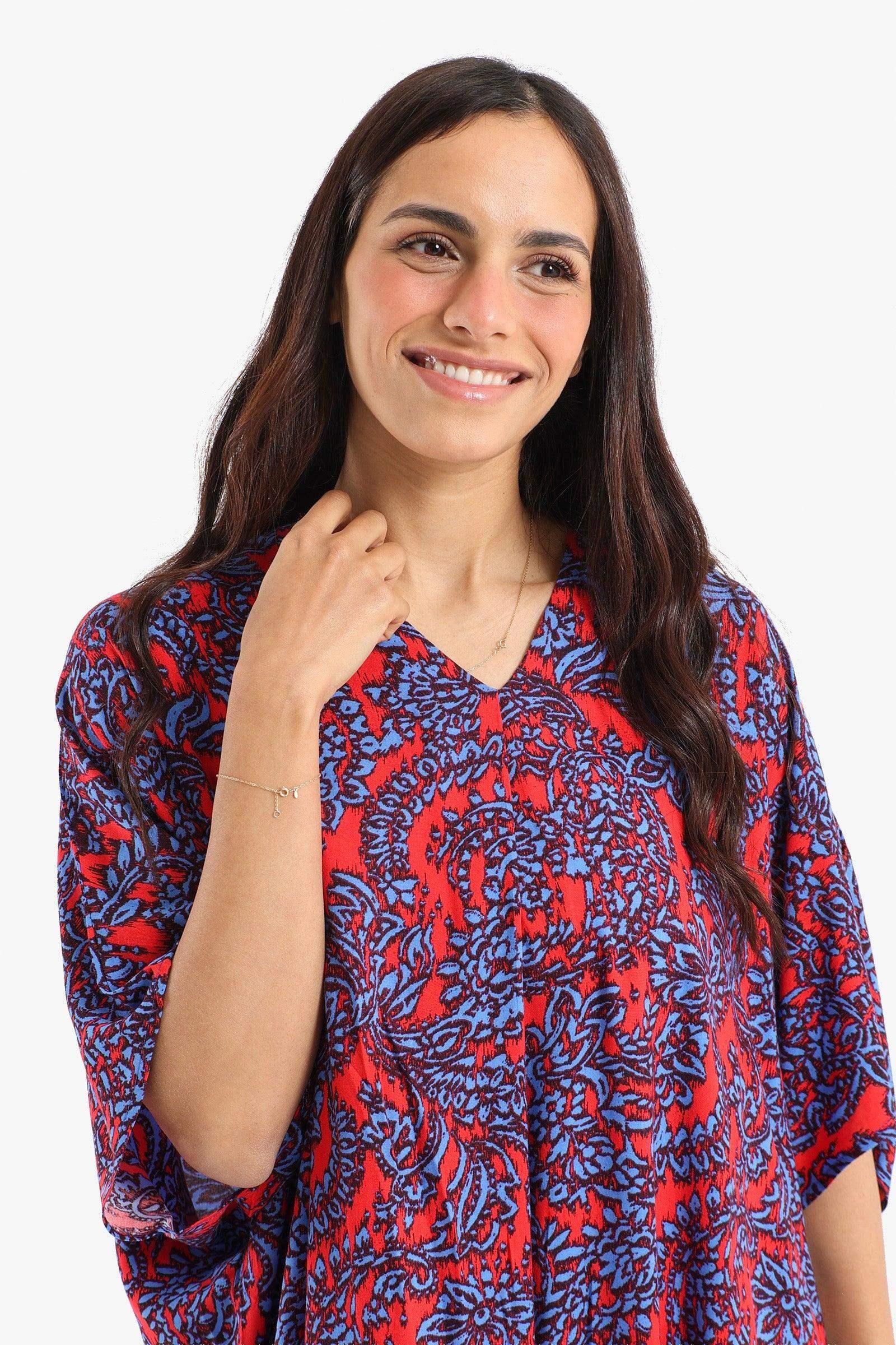 Colored V-Neck Dress - Carina - كارينا