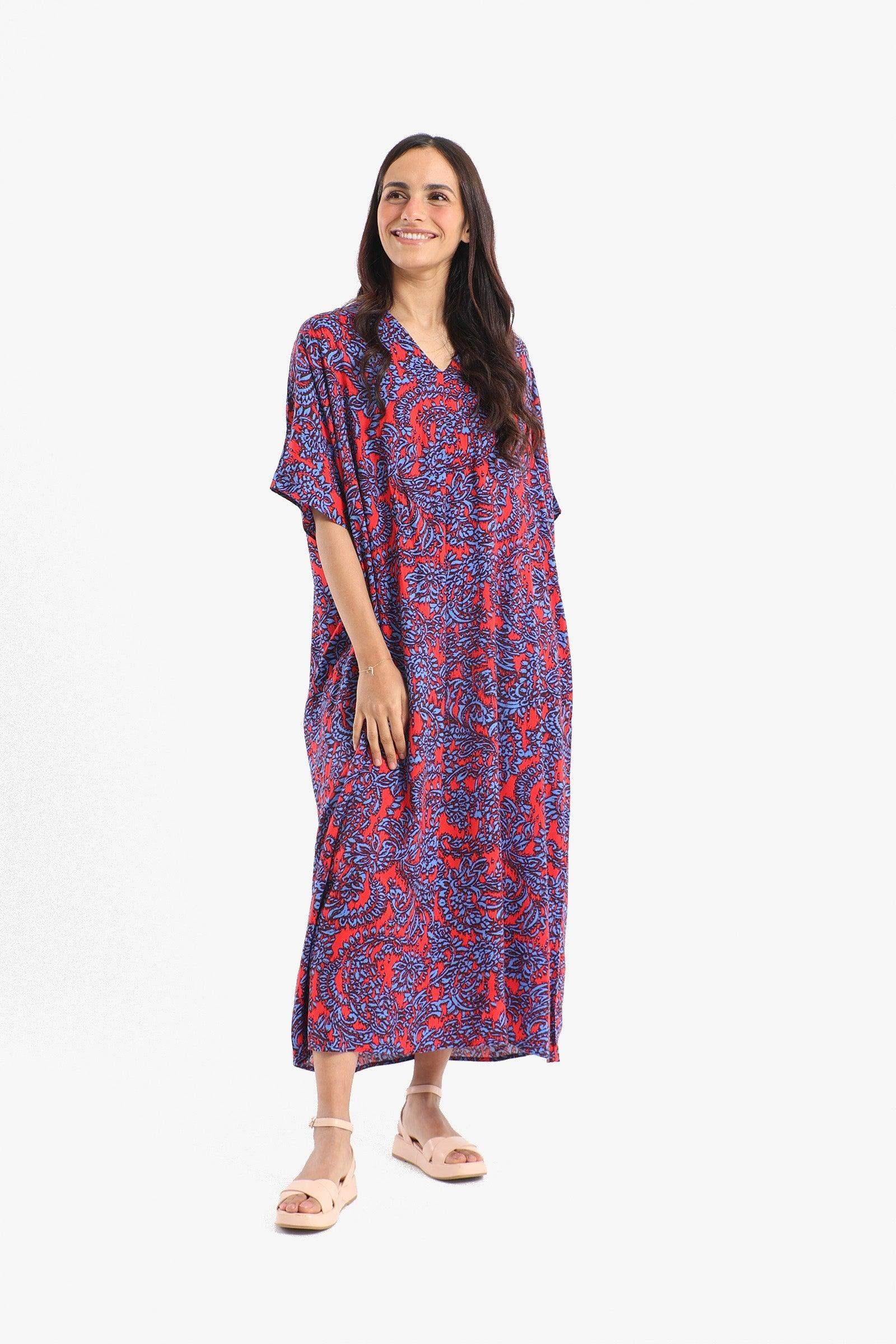 Colored V-Neck Dress - Carina - كارينا