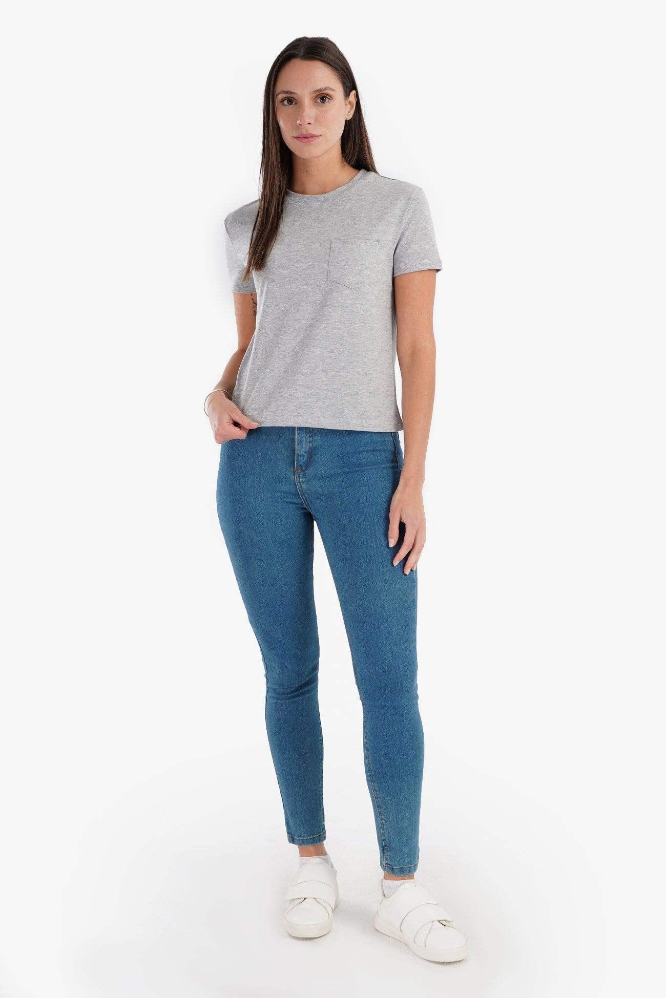 Cotton T-Shirt with Chest Pocket - Carina - كارينا