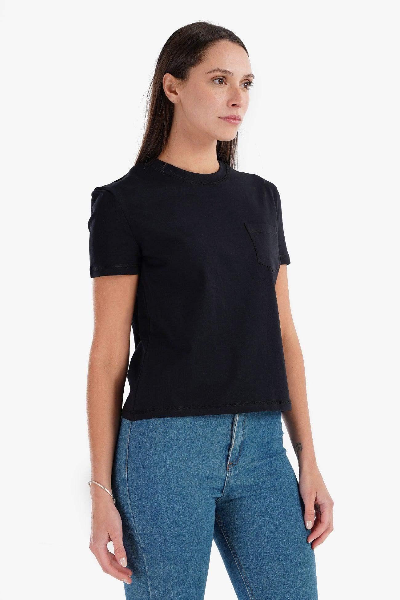 Cotton T-Shirt with Chest Pocket - Carina - كارينا