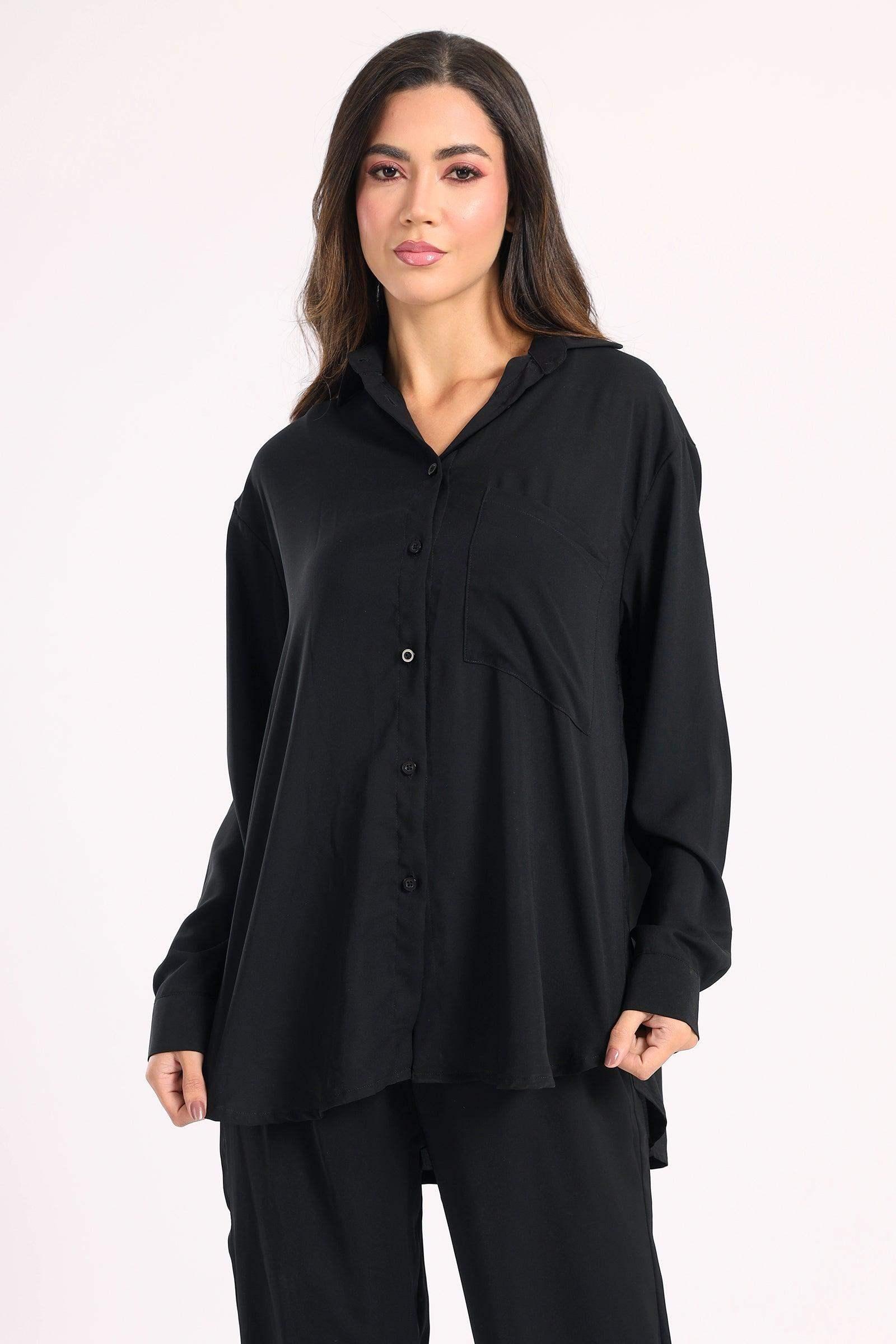 Crepe Shirt with Chest Pocket - Carina - كارينا