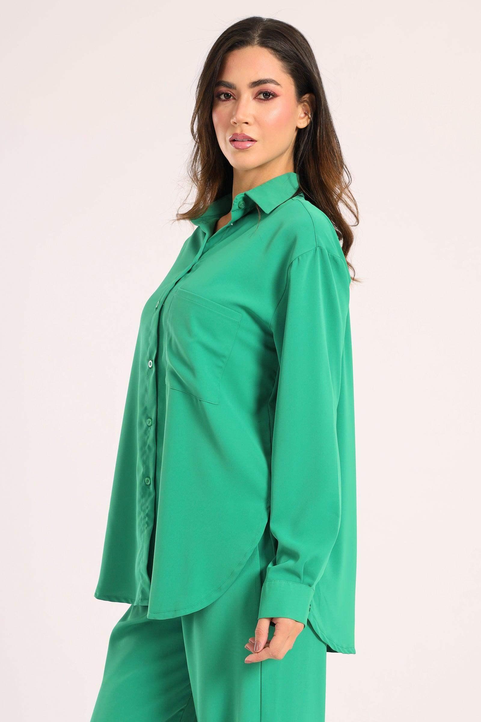Crepe Shirt with Chest Pocket - Carina - كارينا