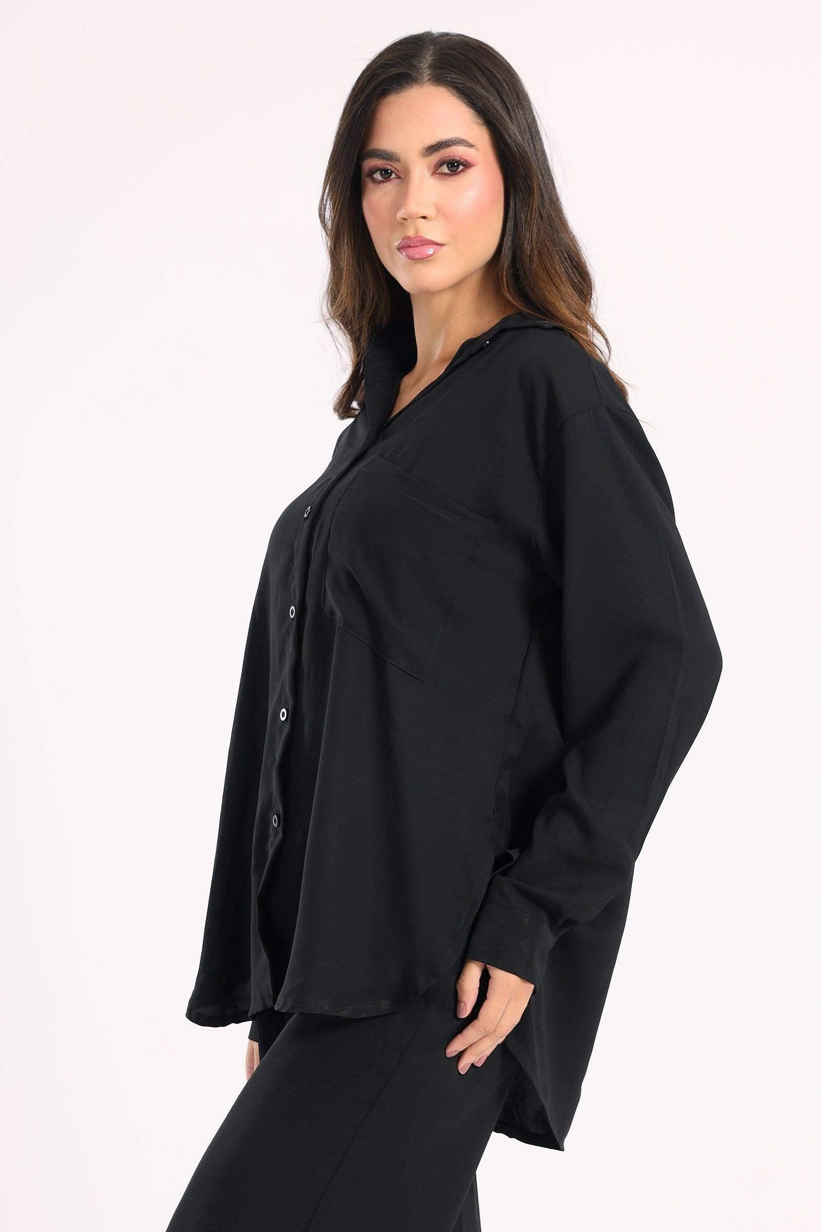 Crepe Shirt with Chest Pocket - Carina - كارينا