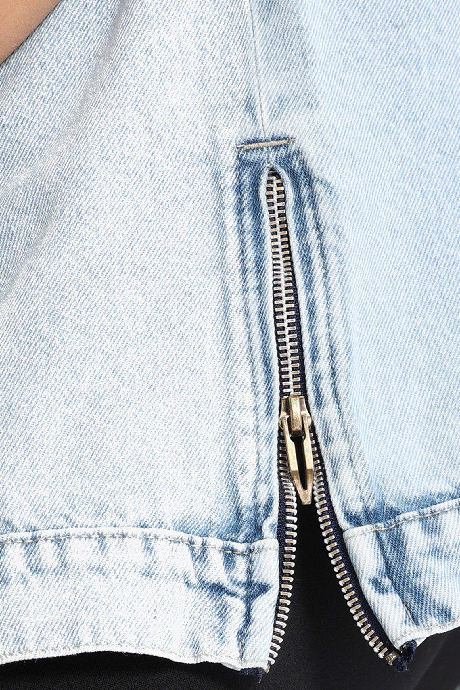 Denim Vest with Zipper Slits - Carina - كارينا
