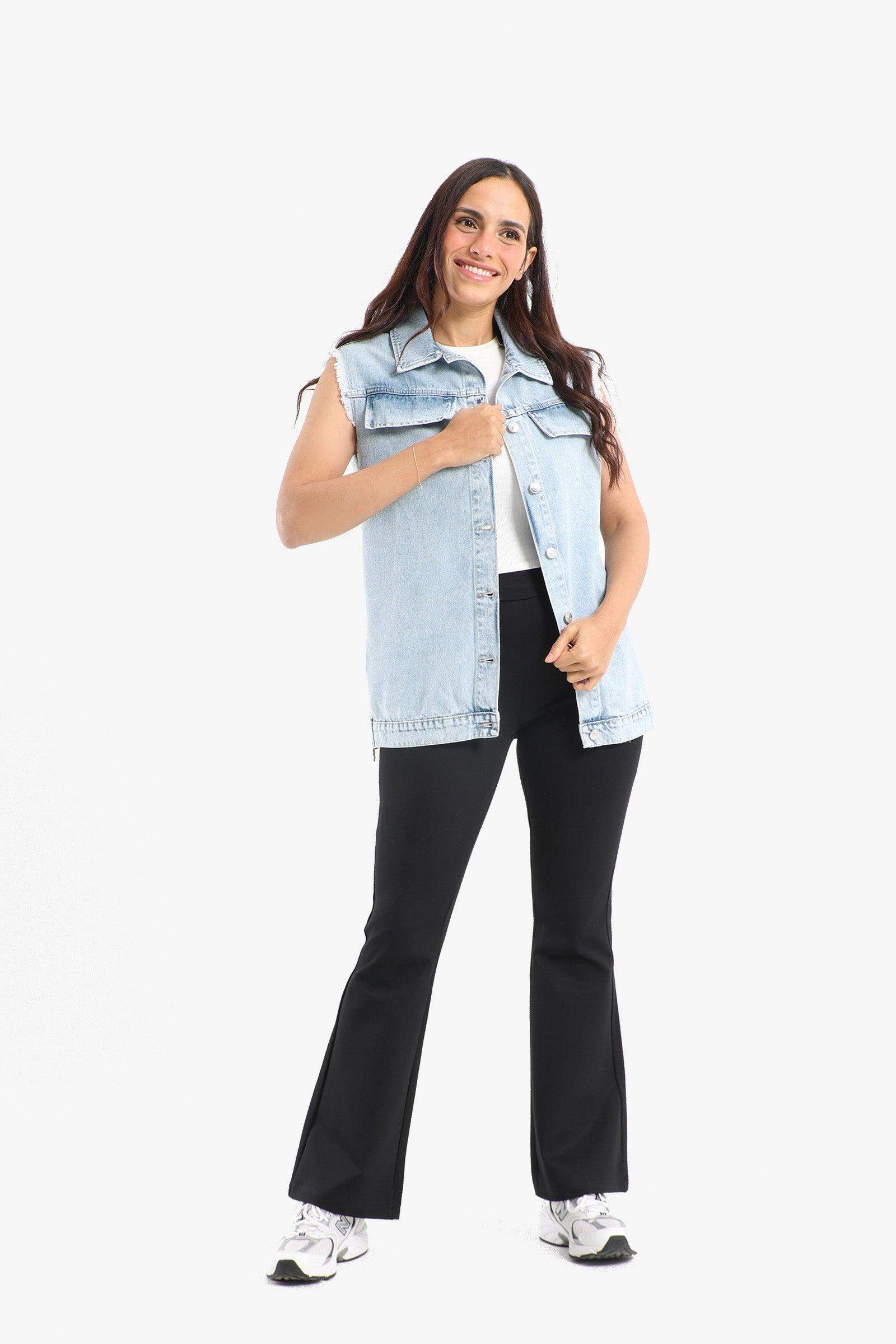 Denim Vest with Zipper Slits - Carina - كارينا