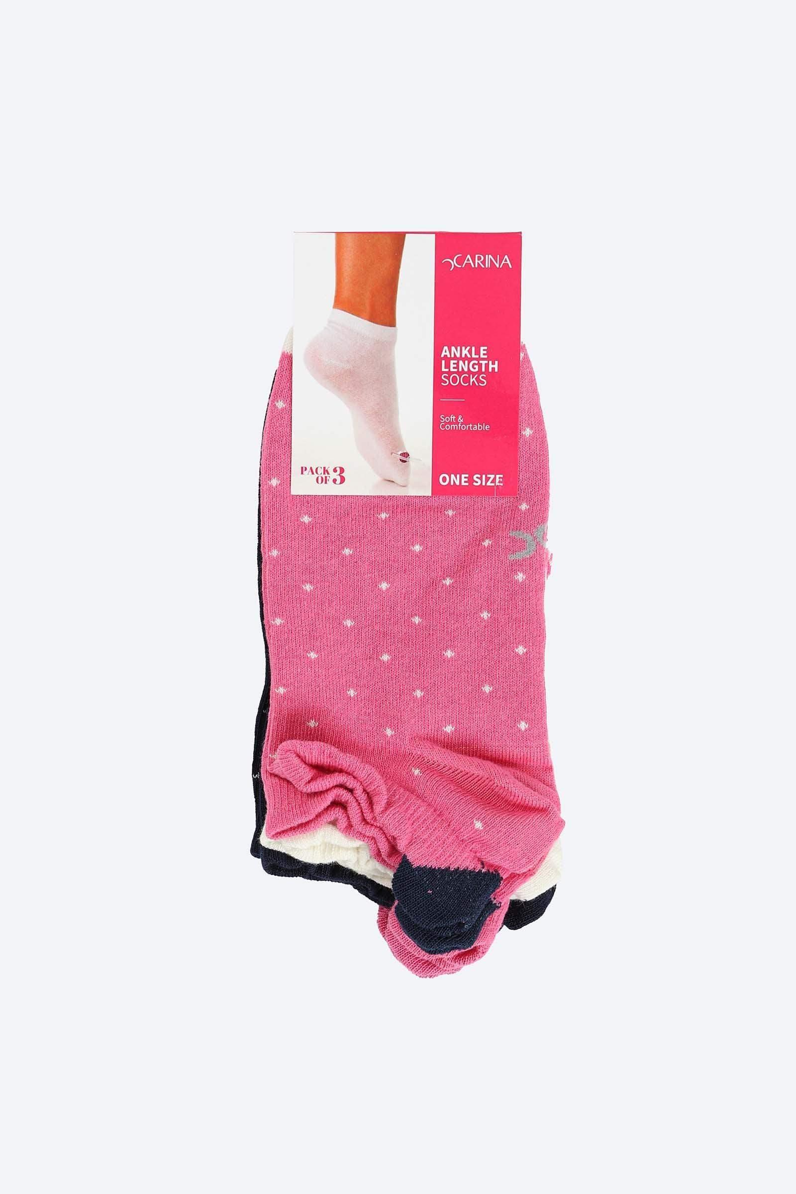 Dotted Colored Socks - 3 Pairs - Carina - كارينا