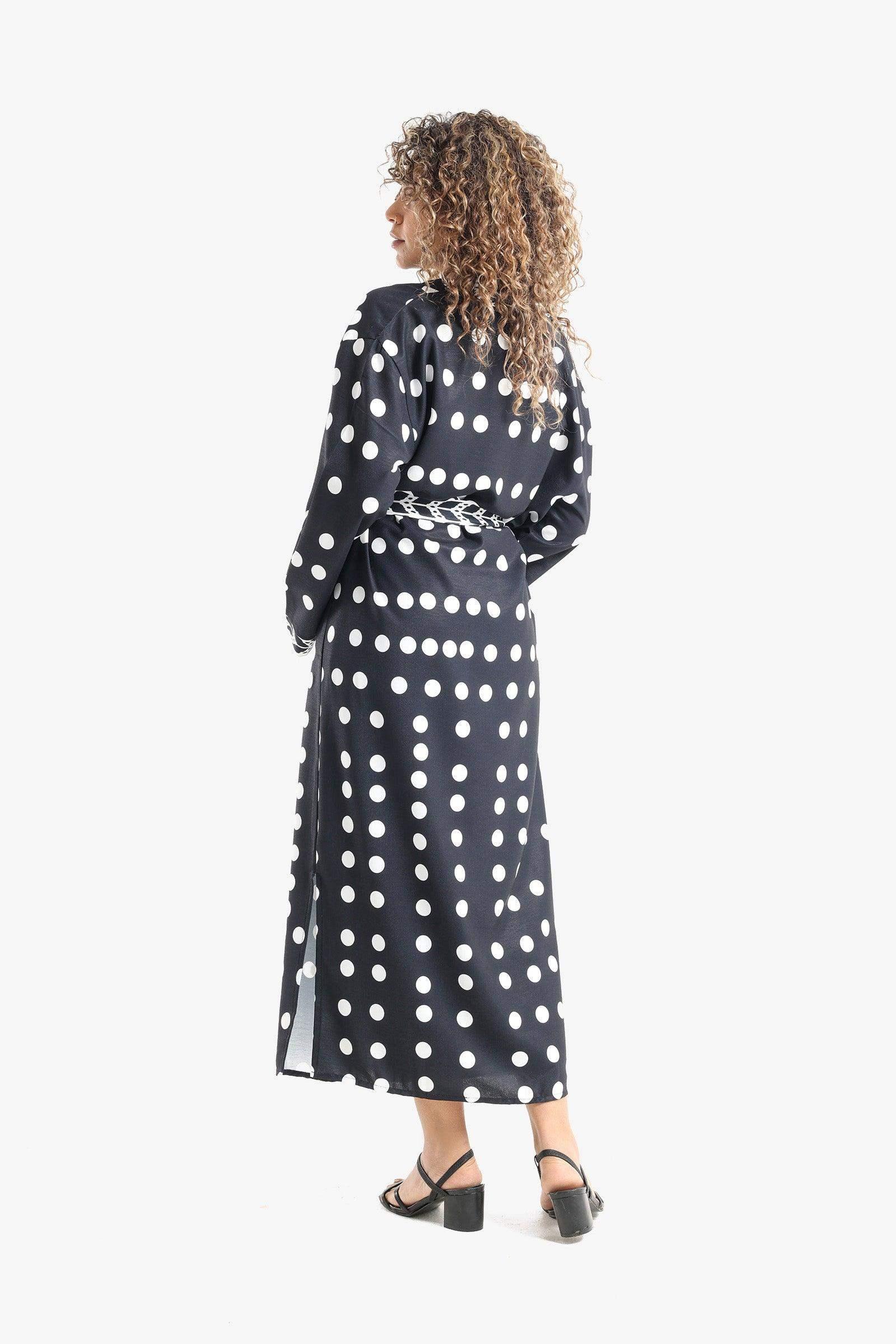 Dotted Print Midi Kimono - Carina - كارينا