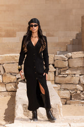 Ribbed Button-Up Midi Dress