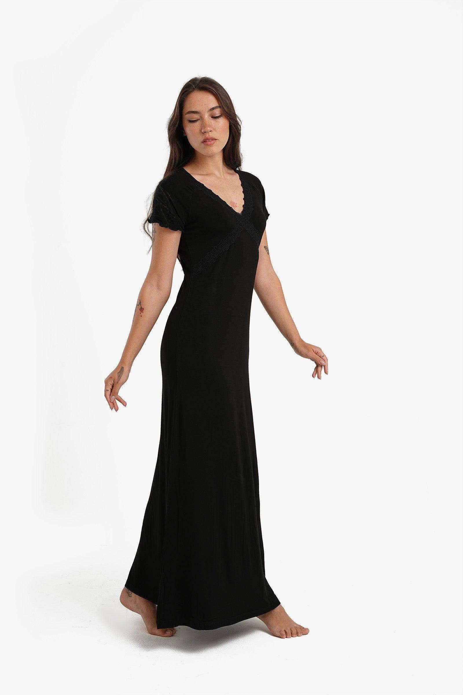 Frilled Short Sleeves Nightgown - Carina - كارينا
