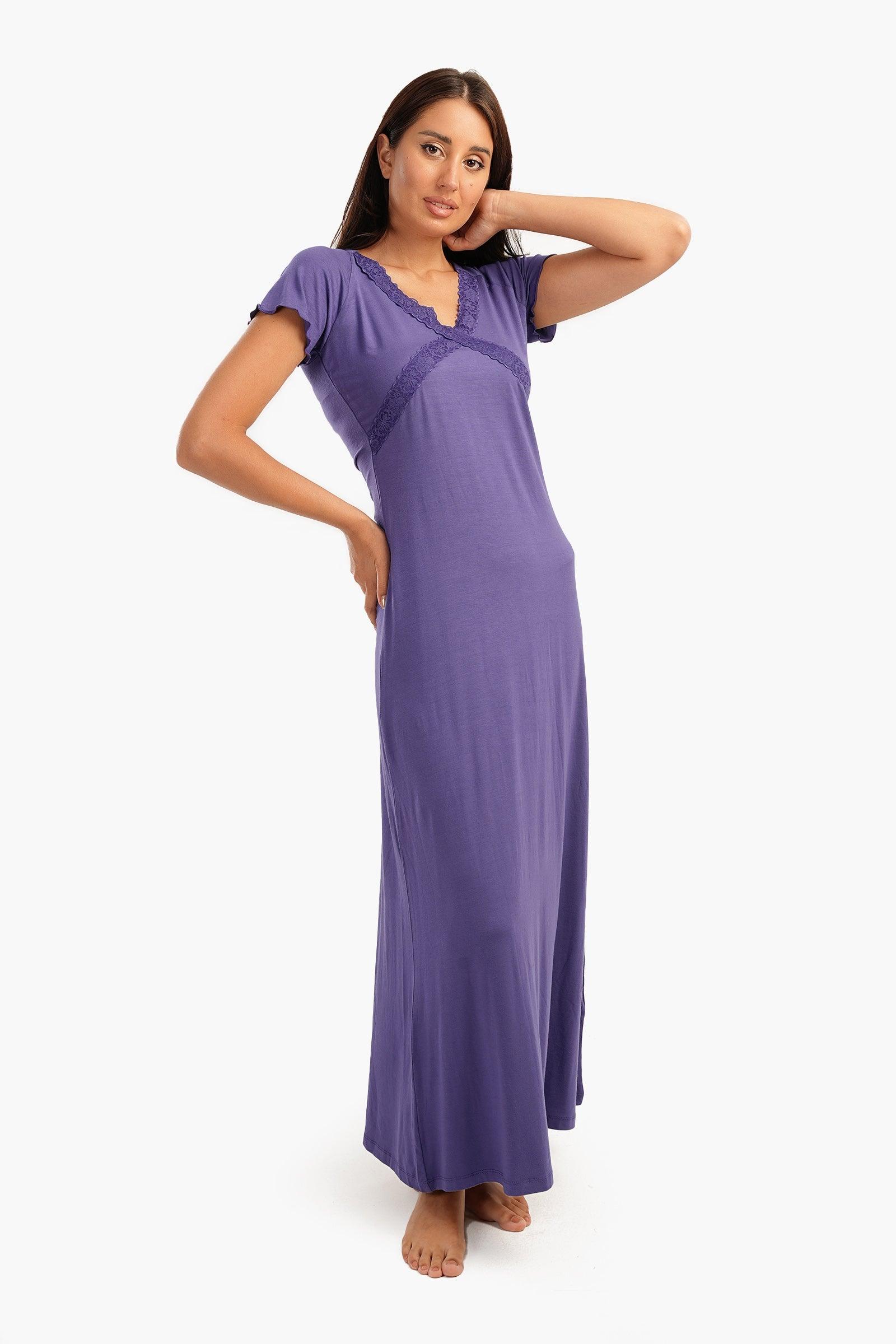 Frilled Short Sleeves Nightgown - Carina - كارينا